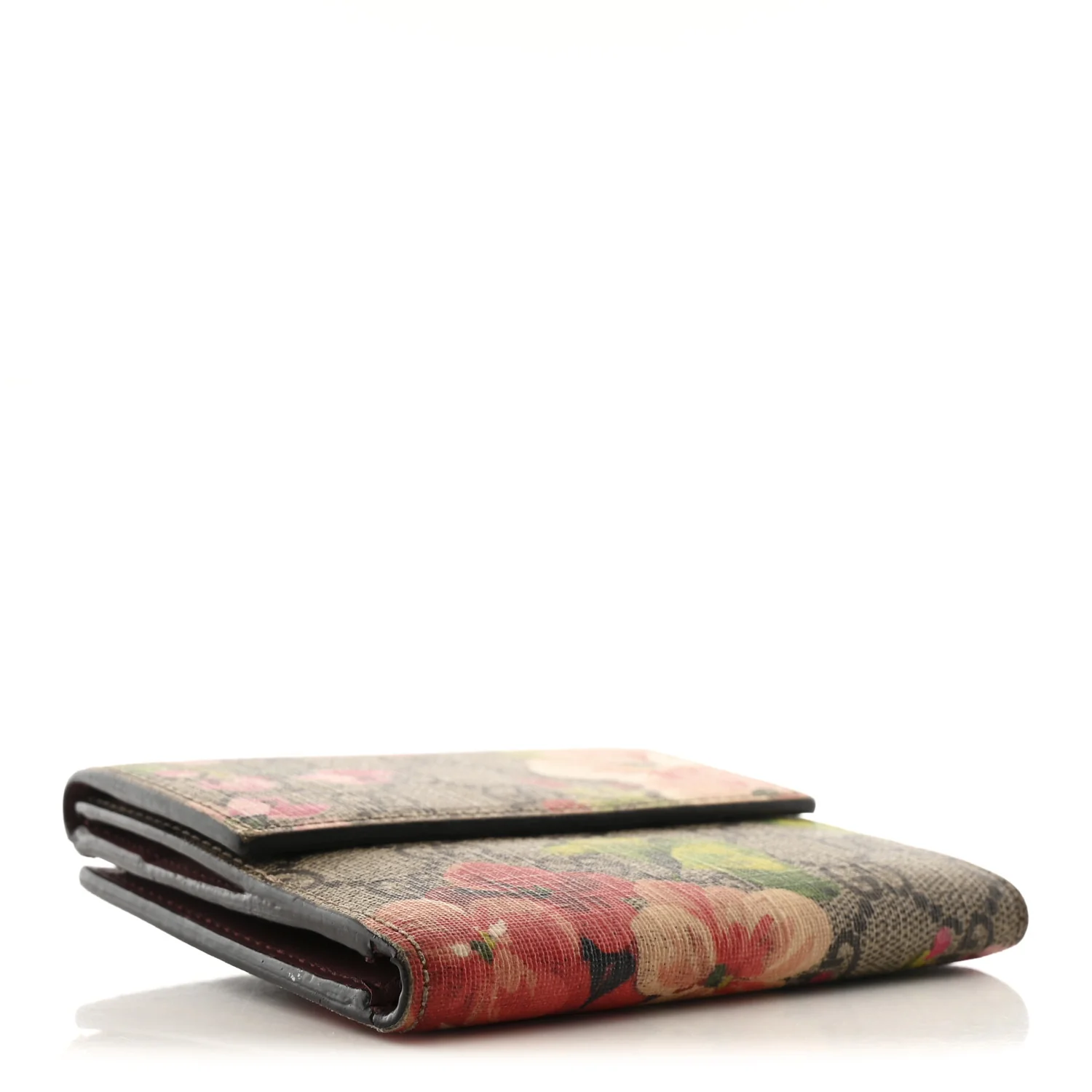 GG Supreme Monogram Blooms French Flap Wallet Beige Multicolor Dry Rose - Image 4