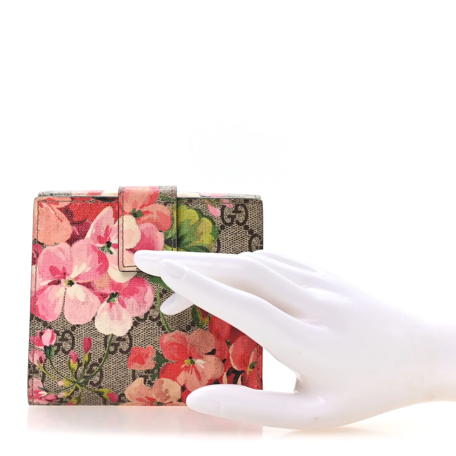 GG Supreme Monogram Blooms French Flap Wallet Beige Multicolor Dry Rose - Image 2