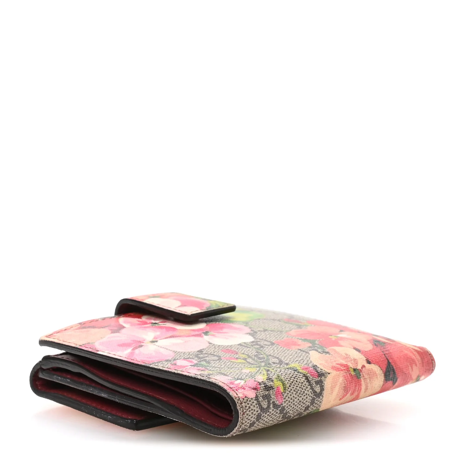 GG Supreme Monogram Blooms French Flap Wallet Beige Multicolor Dry Rose - Image 4