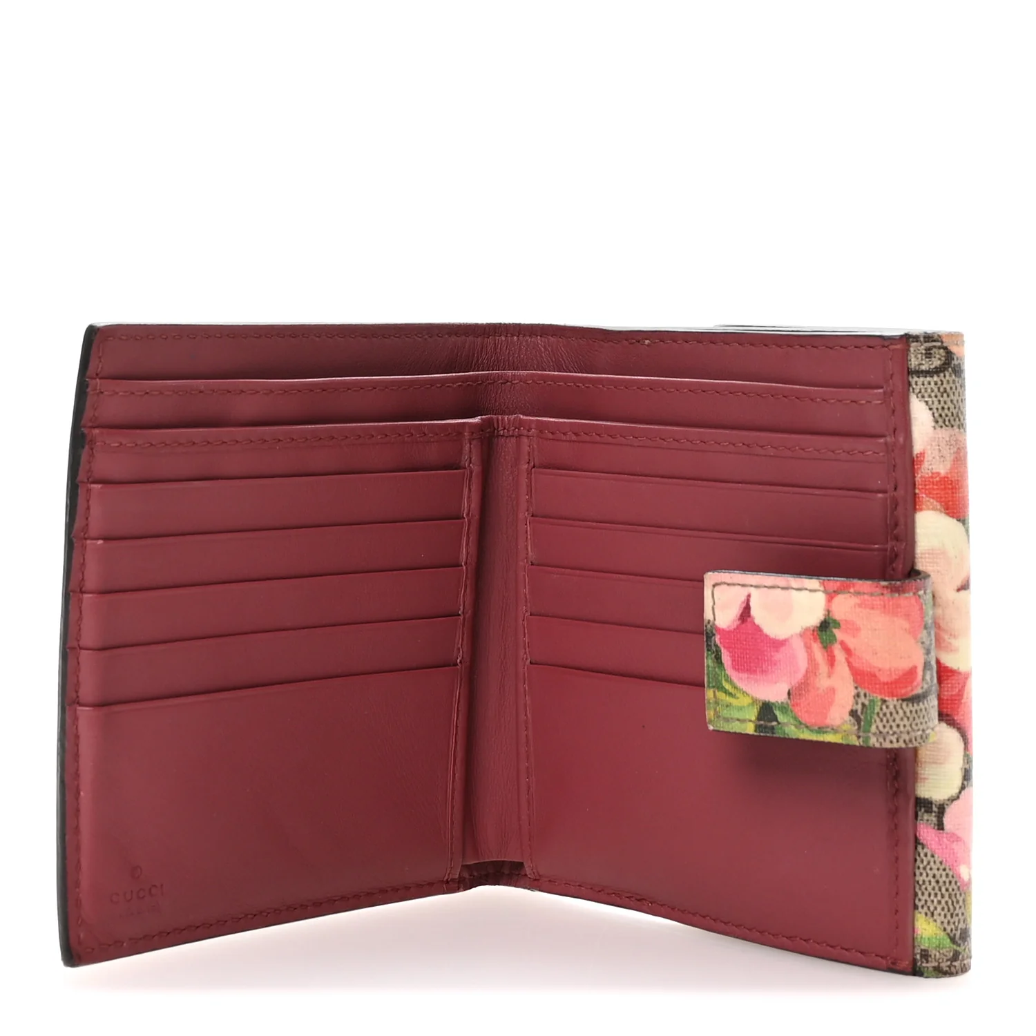 GG Supreme Monogram Blooms French Flap Wallet Beige Multicolor Dry Rose - Image 5