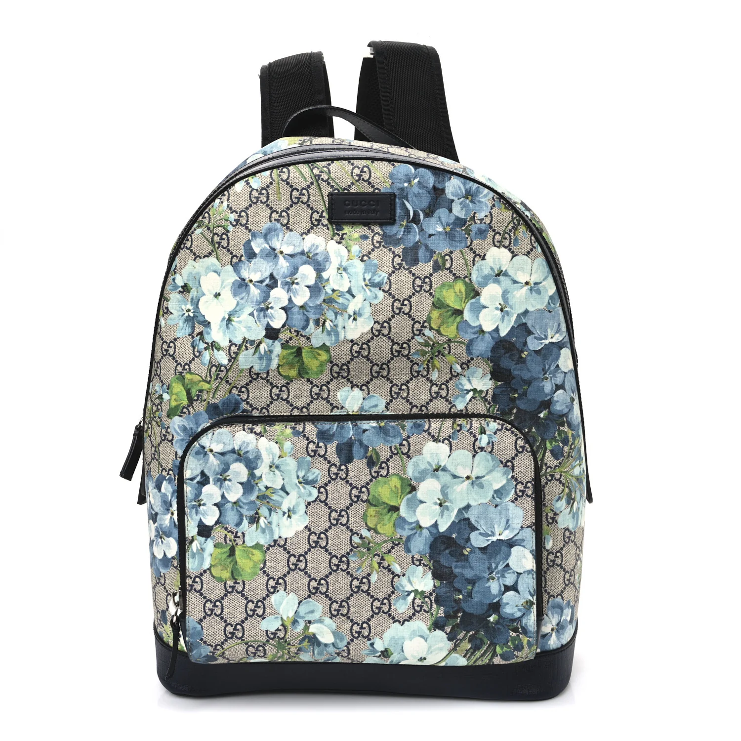 GG Supreme Monogram Blooms Medium Day Backpack Beige Blue Navy