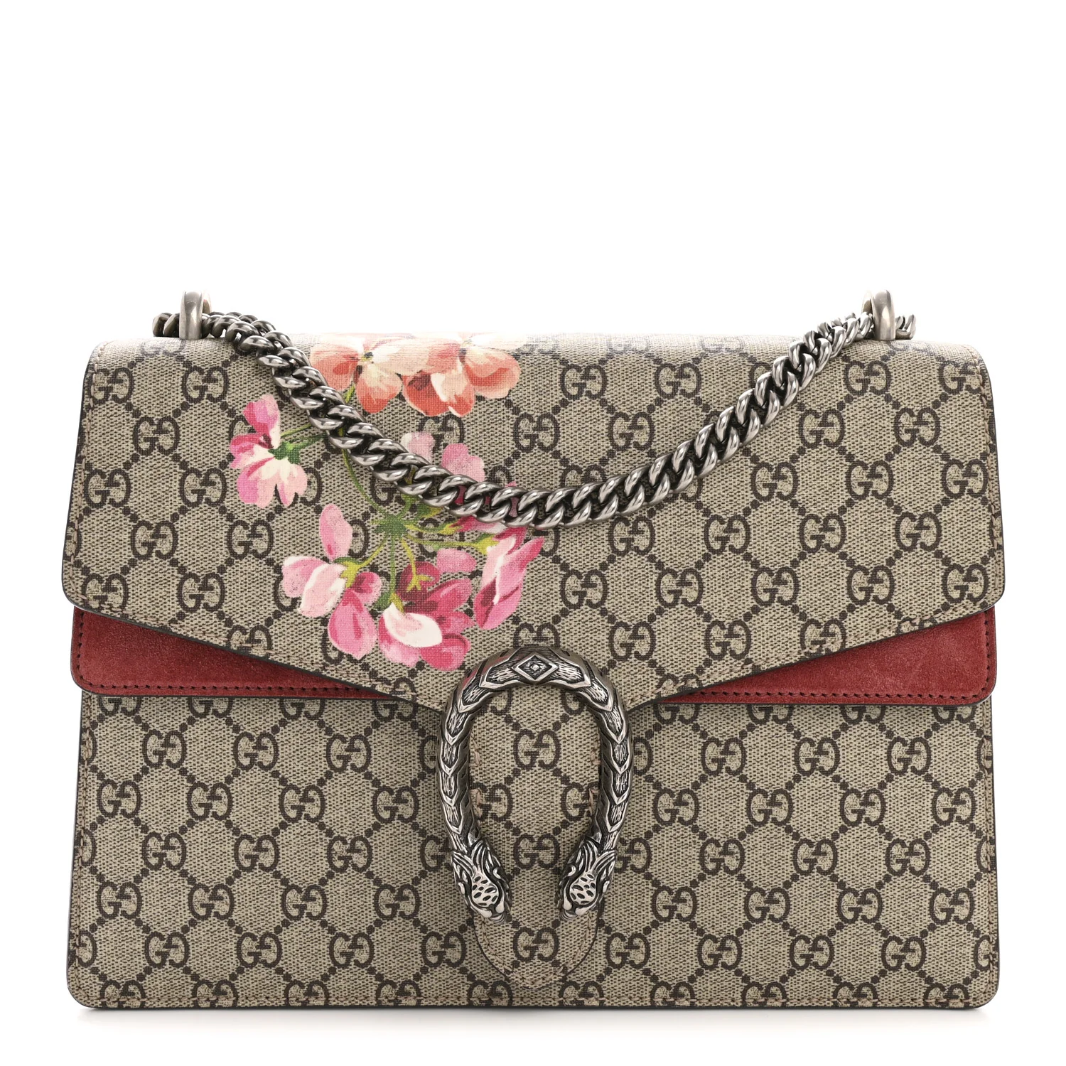 GG Supreme Monogram Blooms Medium Dionysus Shoulder Bag Beige Multicolor Dry Rose
