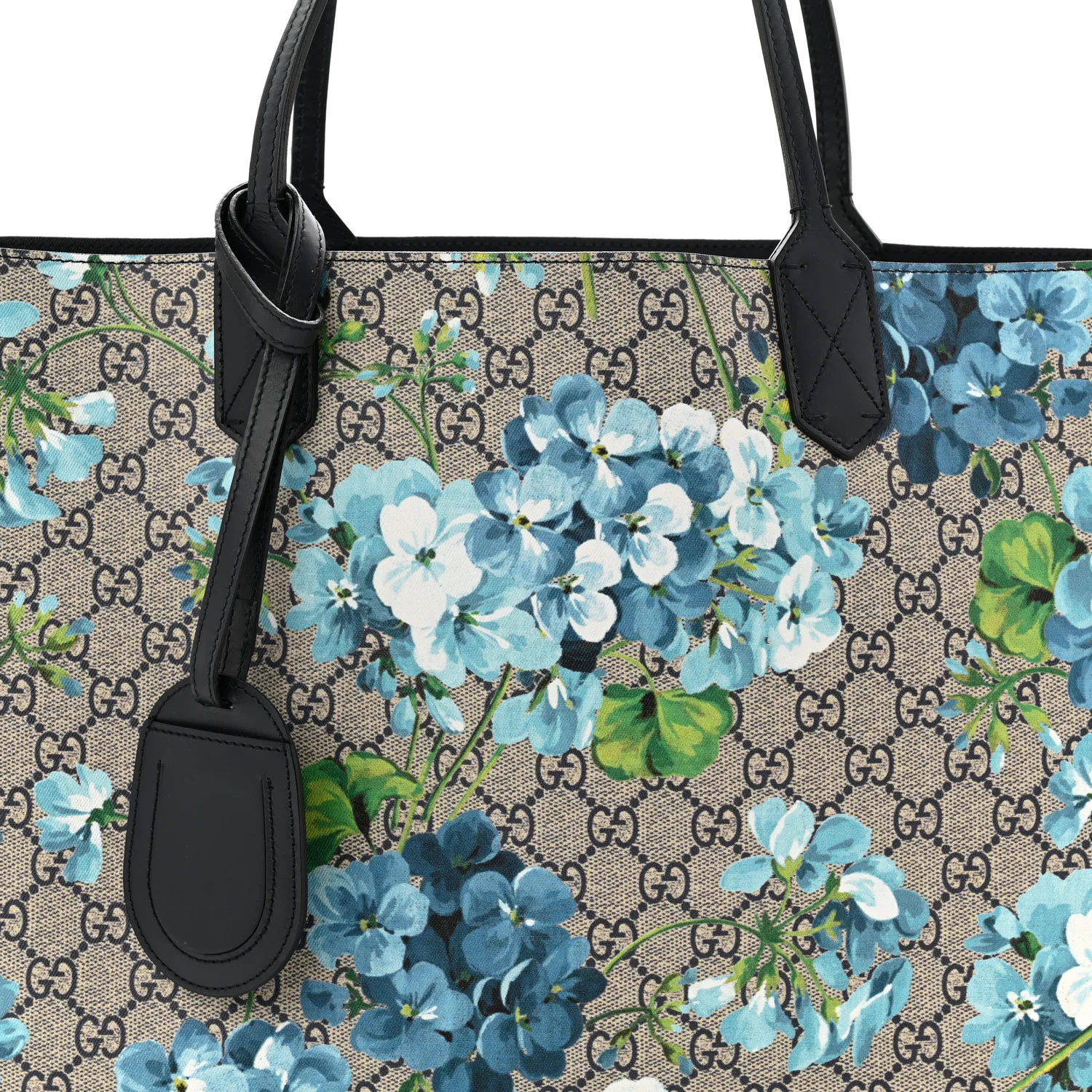 GG Supreme Monogram Blooms Medium Reversible Tote Beige Blue Navy - Image 11