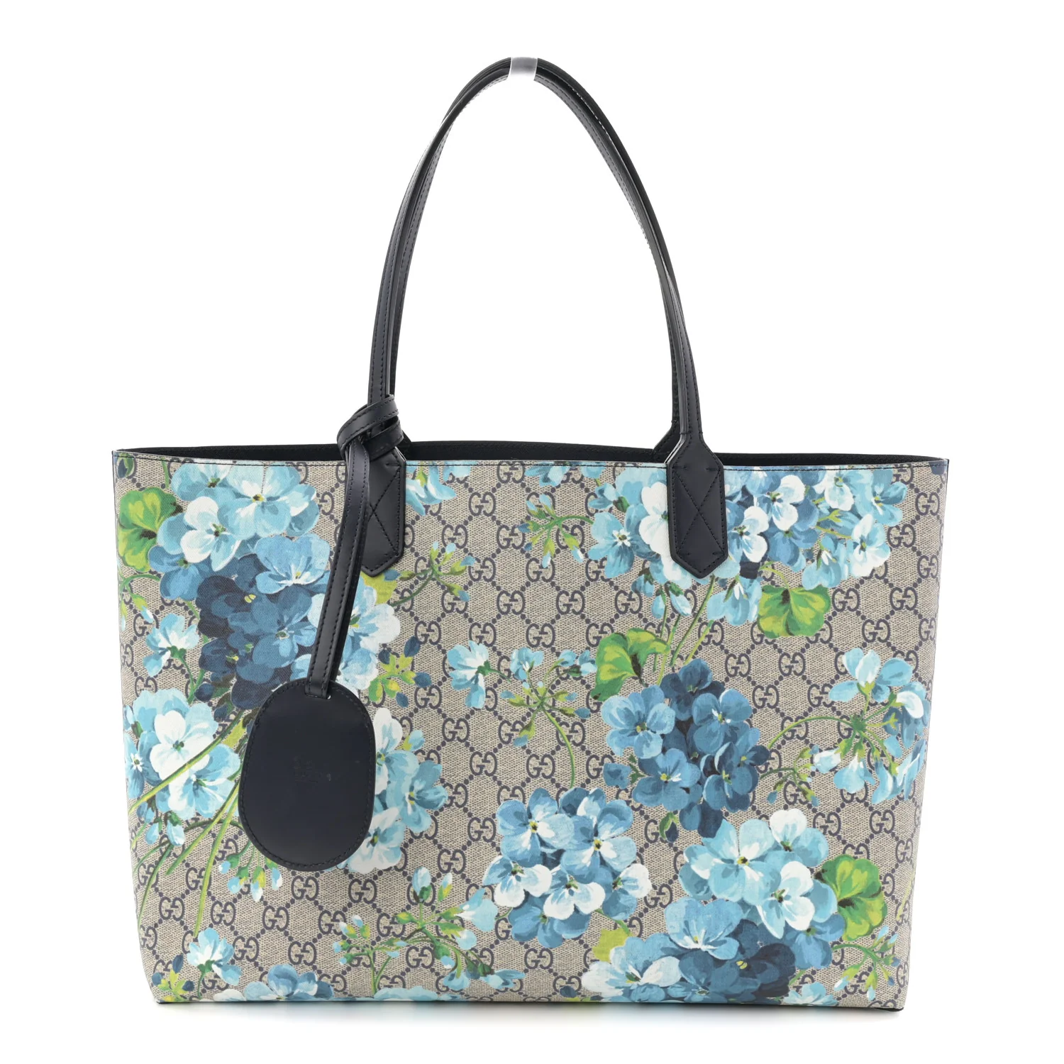 GG Supreme Monogram Blooms Medium Reversible Tote Beige Blue Navy