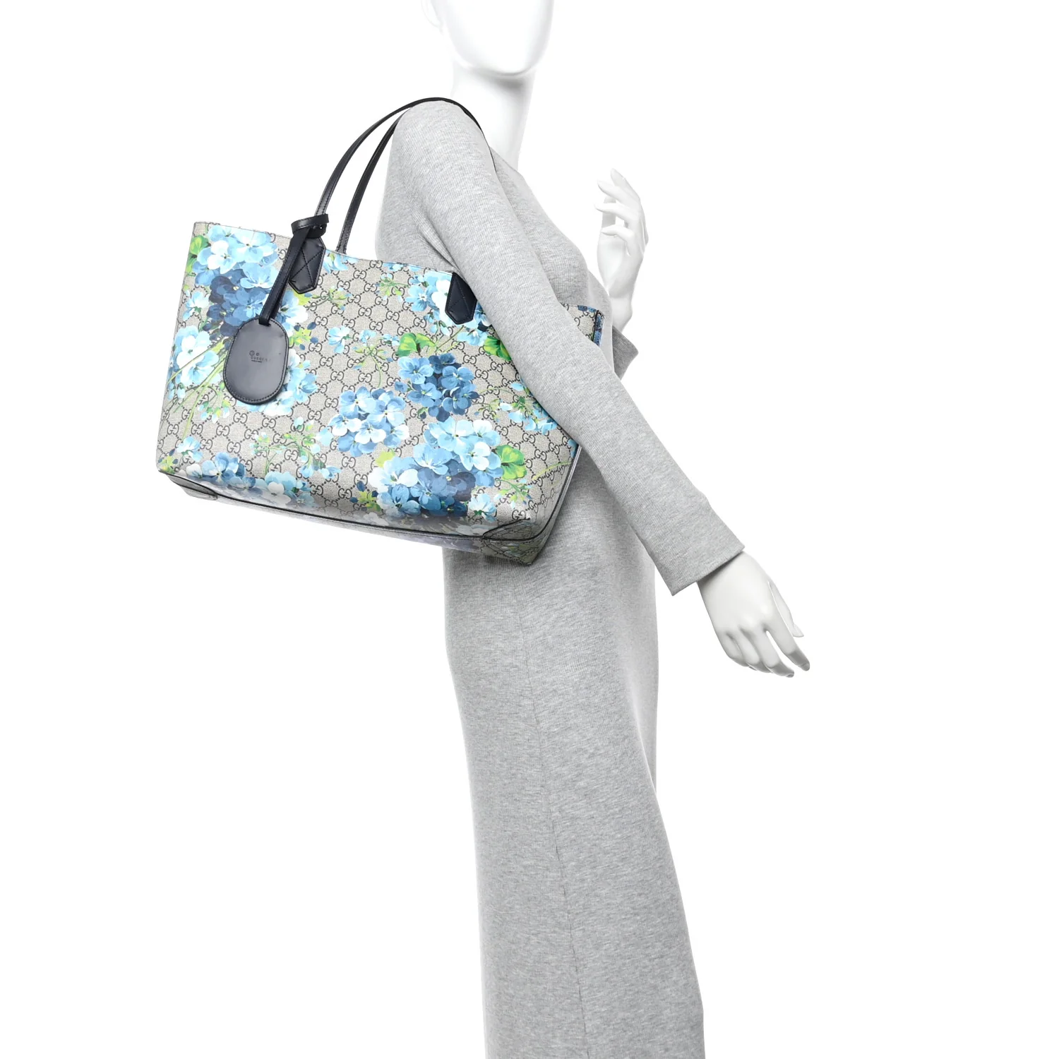 GG Supreme Monogram Blooms Medium Reversible Tote Beige Blue Navy - Image 2