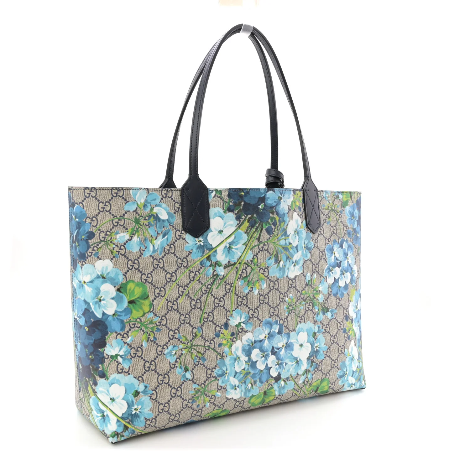 GG Supreme Monogram Blooms Medium Reversible Tote Beige Blue Navy - Image 3