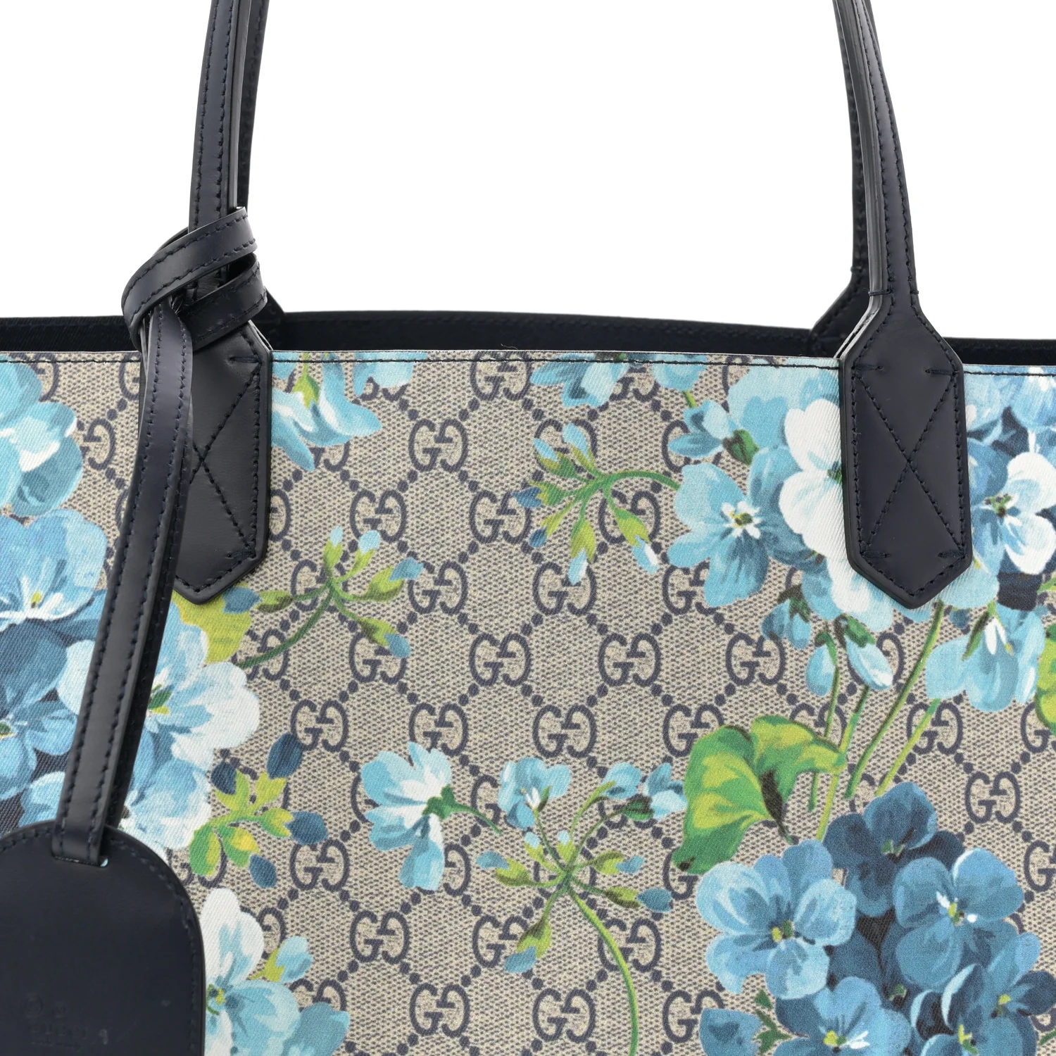 GG Supreme Monogram Blooms Medium Reversible Tote Beige Blue Navy - Image 7