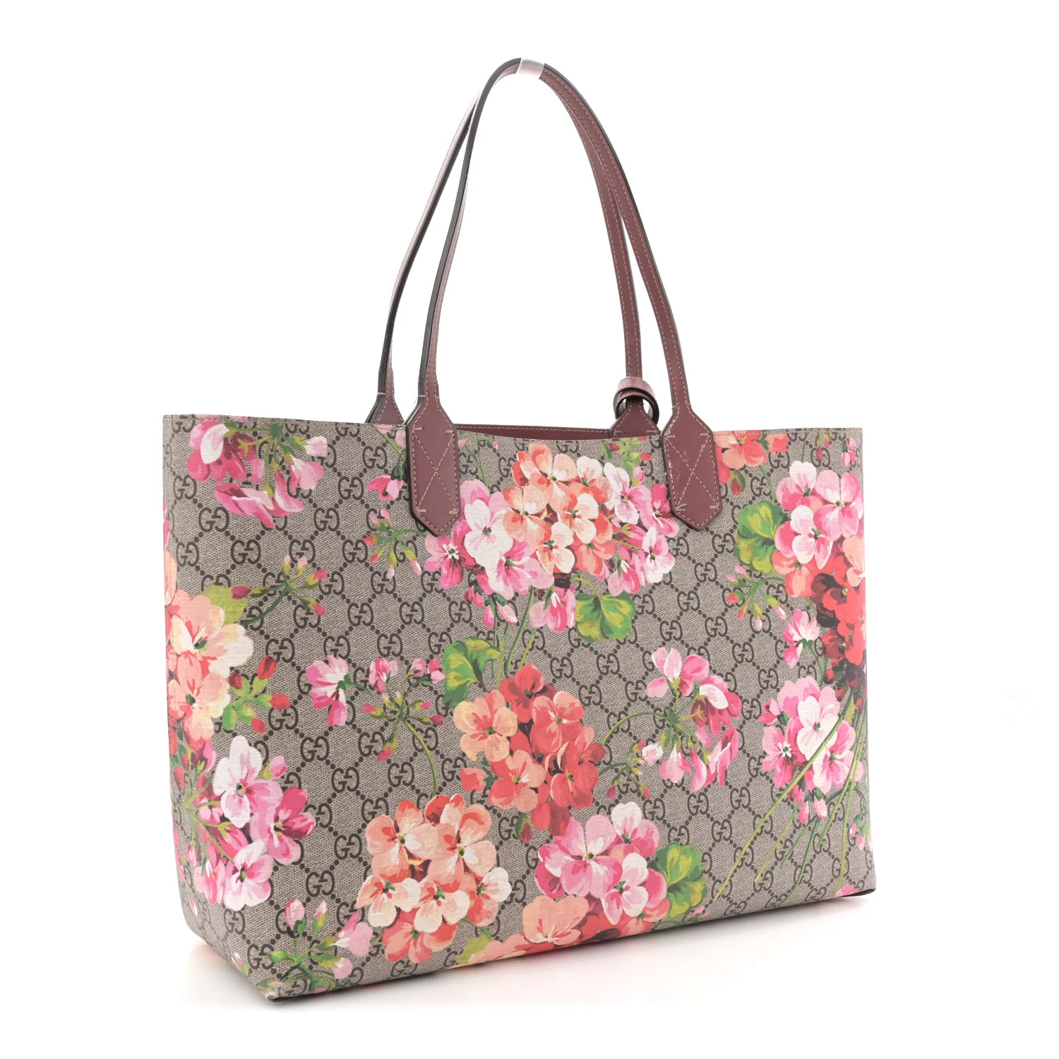 GG Supreme Monogram Blooms Medium Reversible Tote Beige Multicolor Dry Rose - Image 3