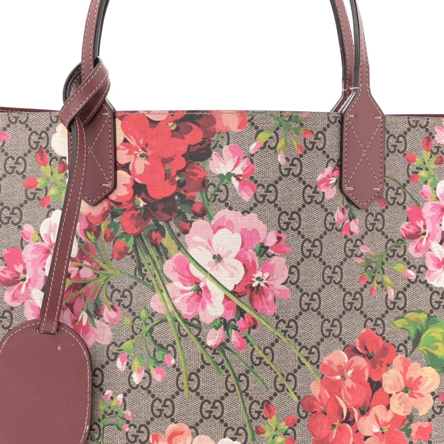 GG Supreme Monogram Blooms Medium Reversible Tote Beige Multicolor Dry Rose - Image 7