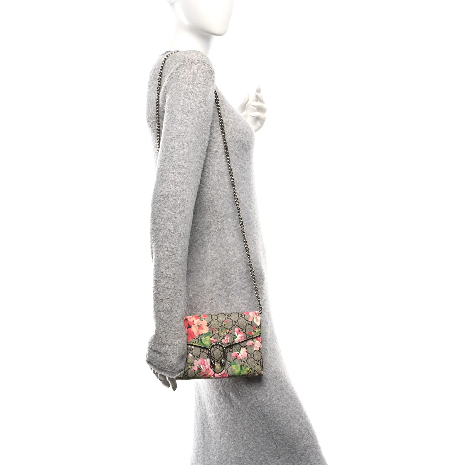 GG Supreme Monogram Blooms Mini Dionysus Chain Wallet Beige Multicolor Dry Rose - Image 2