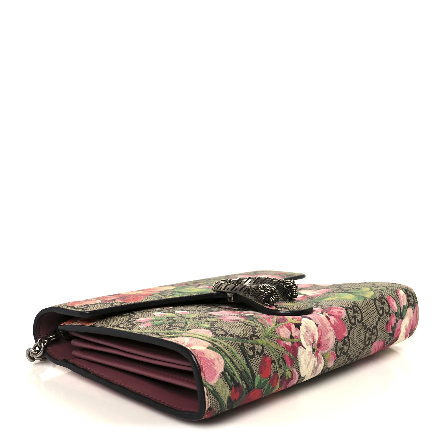 GG Supreme Monogram Blooms Mini Dionysus Chain Wallet Beige Multicolor Dry Rose - Image 4