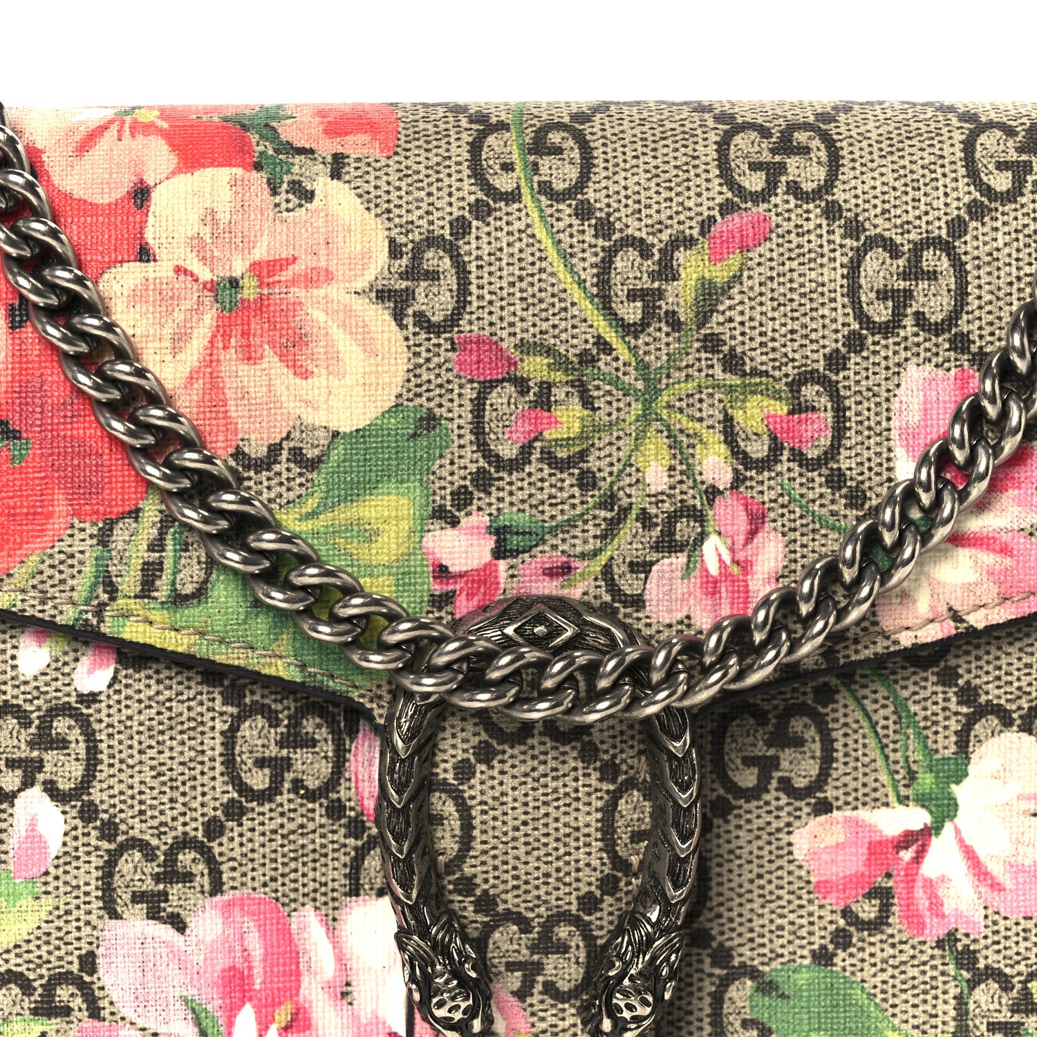 GG Supreme Monogram Blooms Mini Dionysus Chain Wallet Beige Multicolor Dry Rose - Image 8