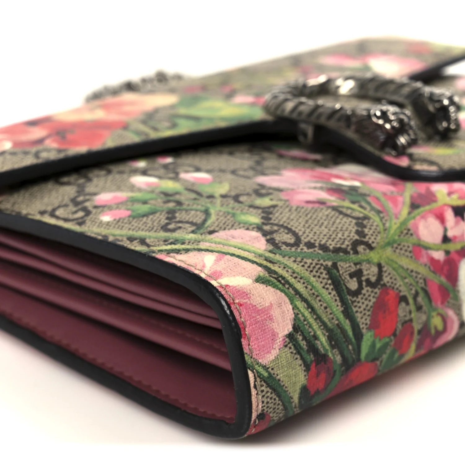 GG Supreme Monogram Blooms Mini Dionysus Chain Wallet Beige Multicolor Dry Rose - Image 9