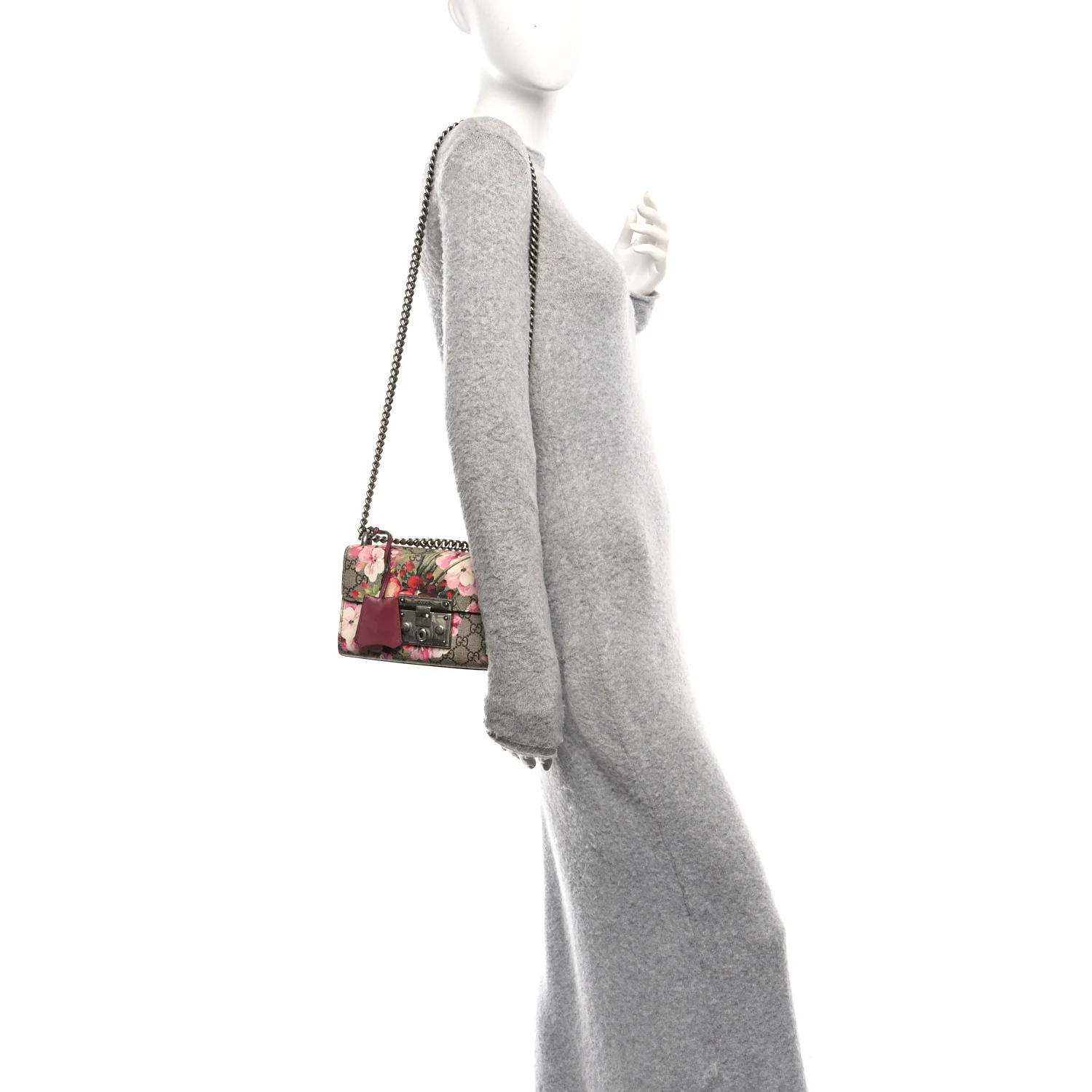 GG Supreme Monogram Blooms Small Padlock Shoulder Bag Beige Multicolor Dry Rose - Image 2