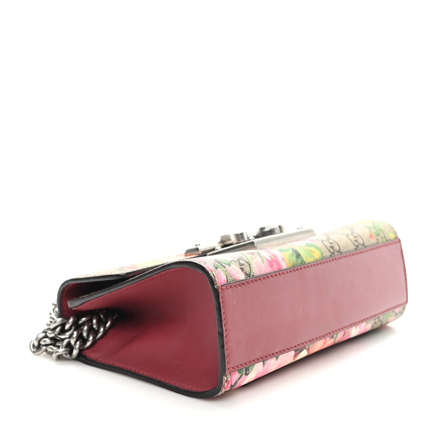 GG Supreme Monogram Blooms Small Padlock Shoulder Bag Beige Multicolor Dry Rose - Image 4
