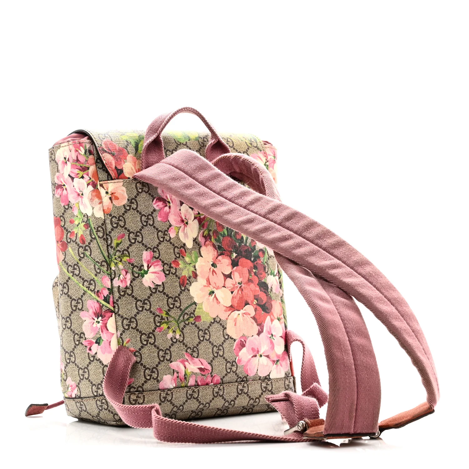 GG Supreme Monogram Blooms Small Single Buckle Backpack Beige Multicolor Dry Rose - Image 3