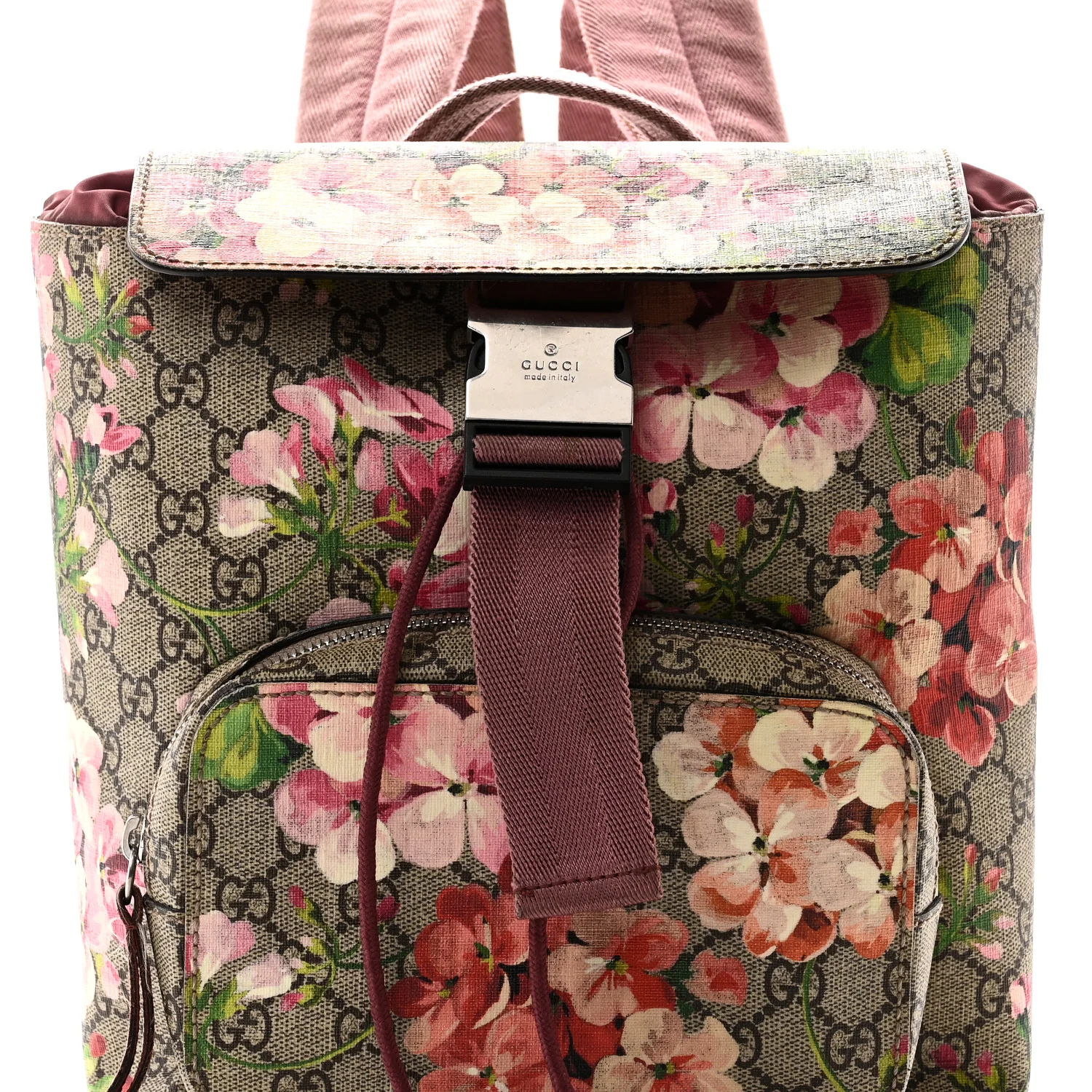GG Supreme Monogram Blooms Small Single Buckle Backpack Beige Multicolor Dry Rose - Image 8