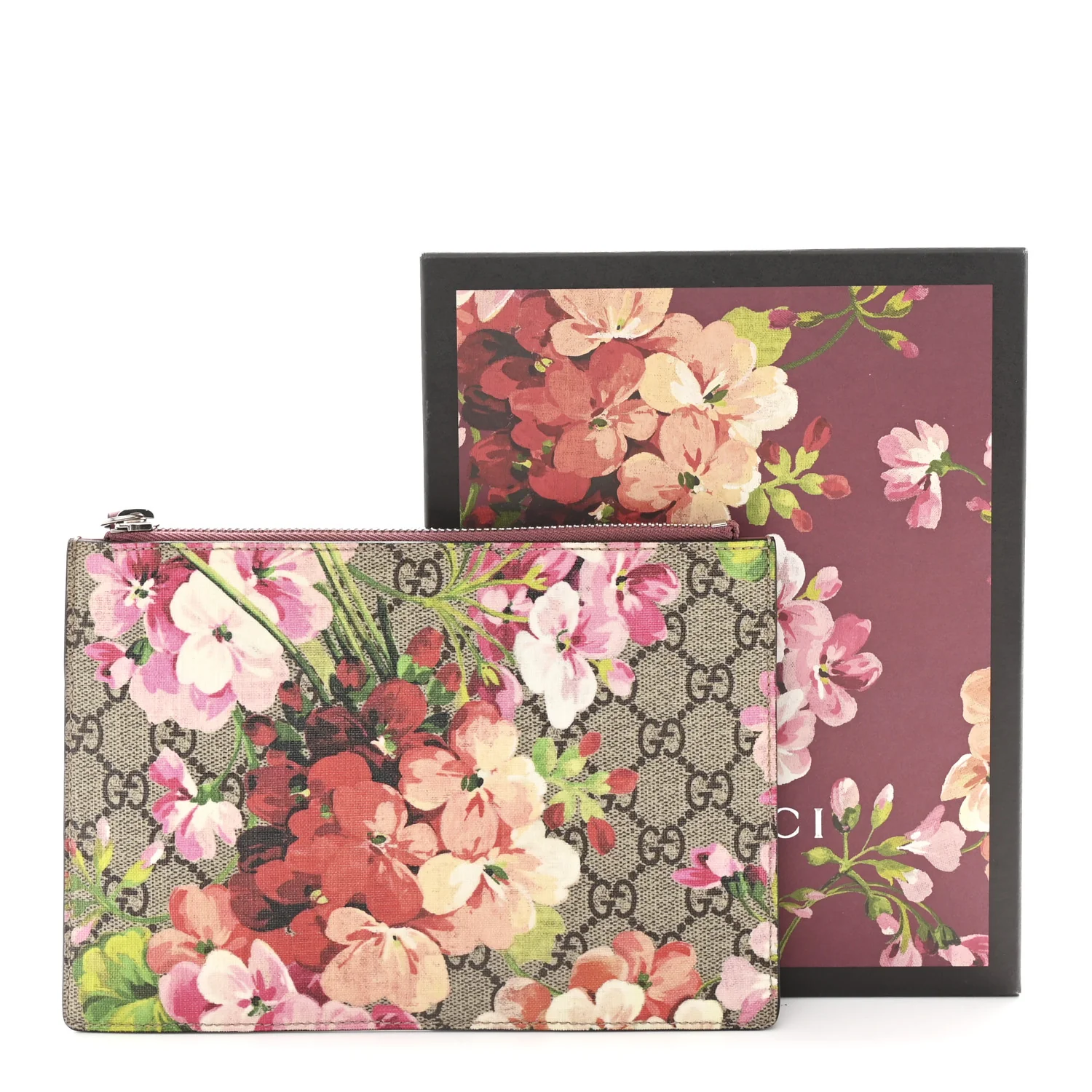 GG Supreme Monogram Blooms Small Zip Pouch Beige Multicolor Dry Rose - Image 7