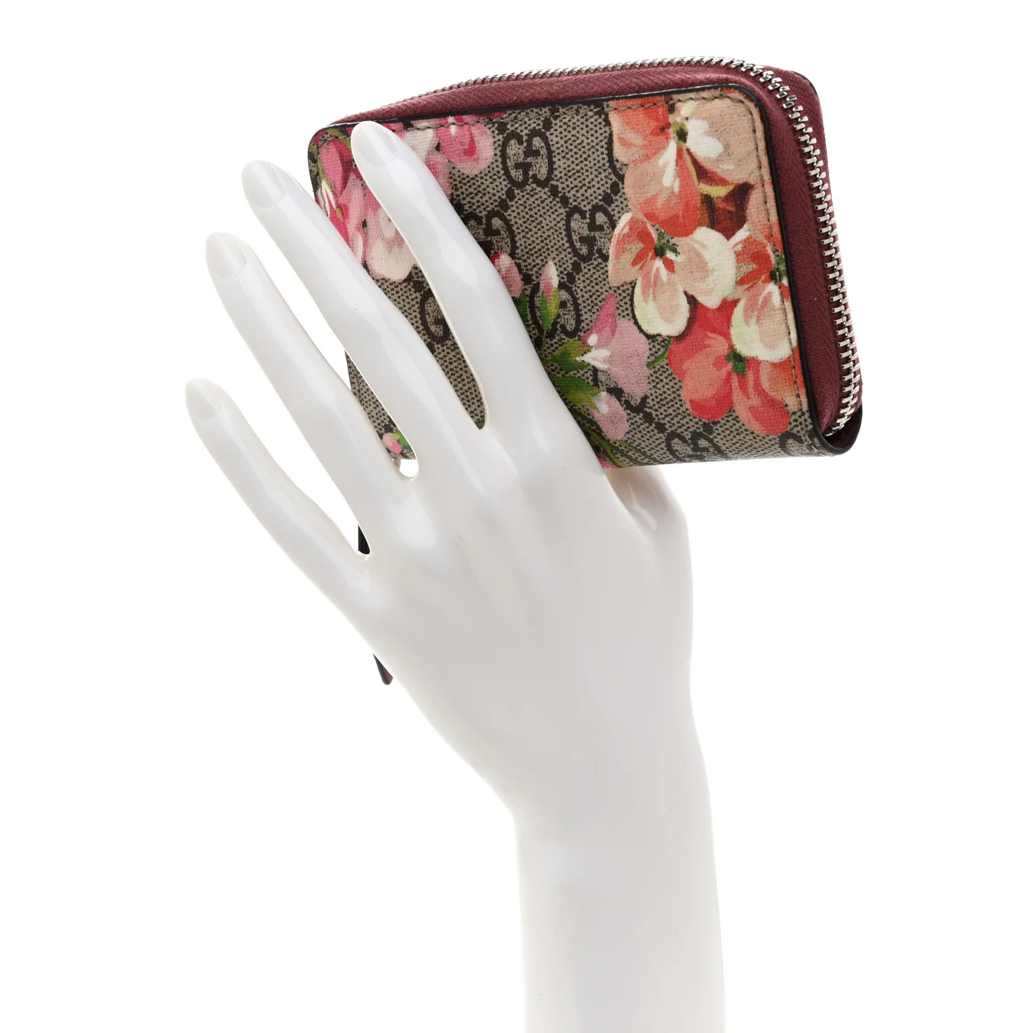 GG Supreme Monogram Blooms Zip Around Card Case Wallet Beige Multicolor Dry Rose - Image 2
