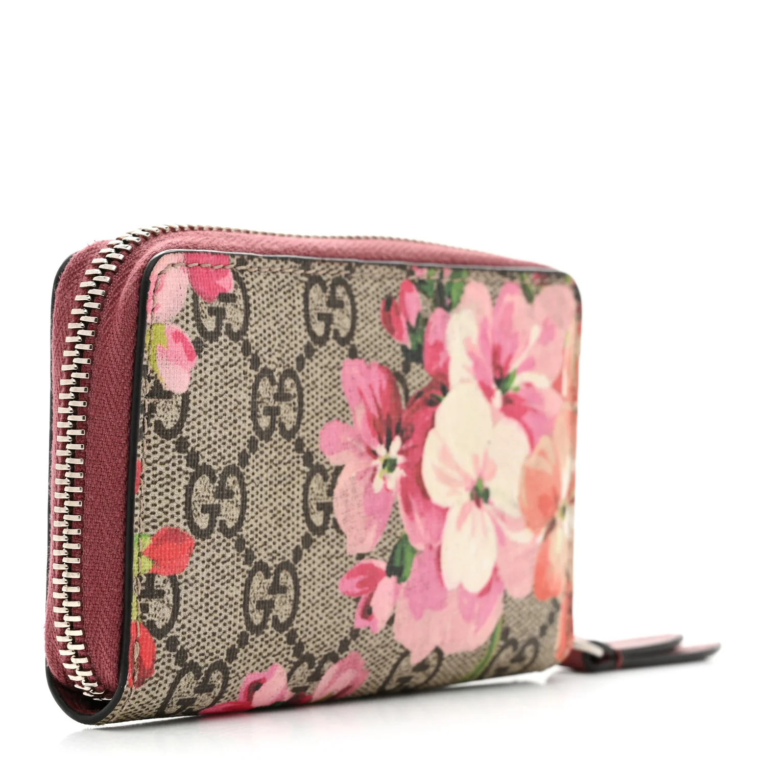 GG Supreme Monogram Blooms Zip Around Card Case Wallet Beige Multicolor Dry Rose - Image 3