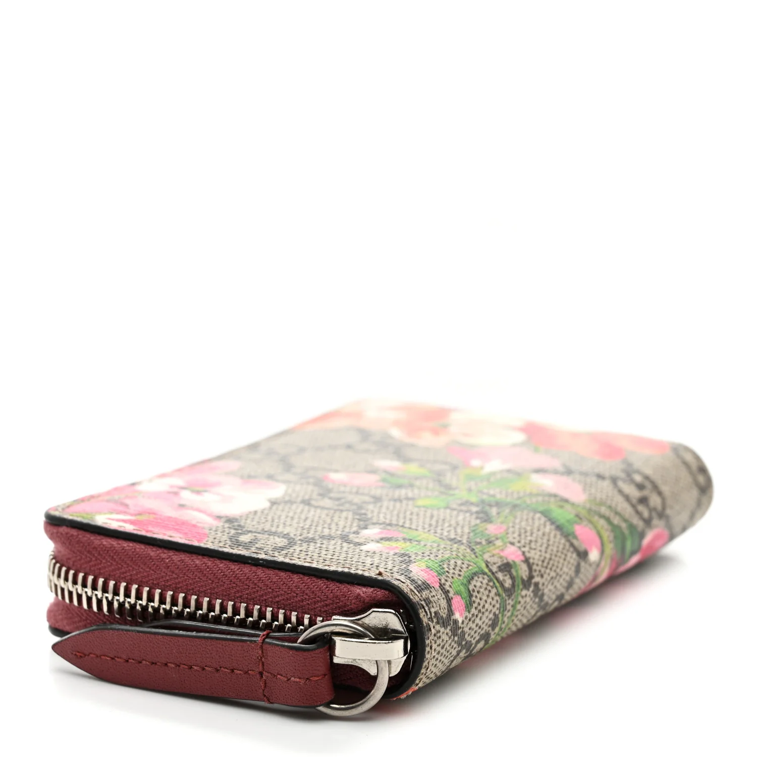 GG Supreme Monogram Blooms Zip Around Card Case Wallet Beige Multicolor Dry Rose - Image 4