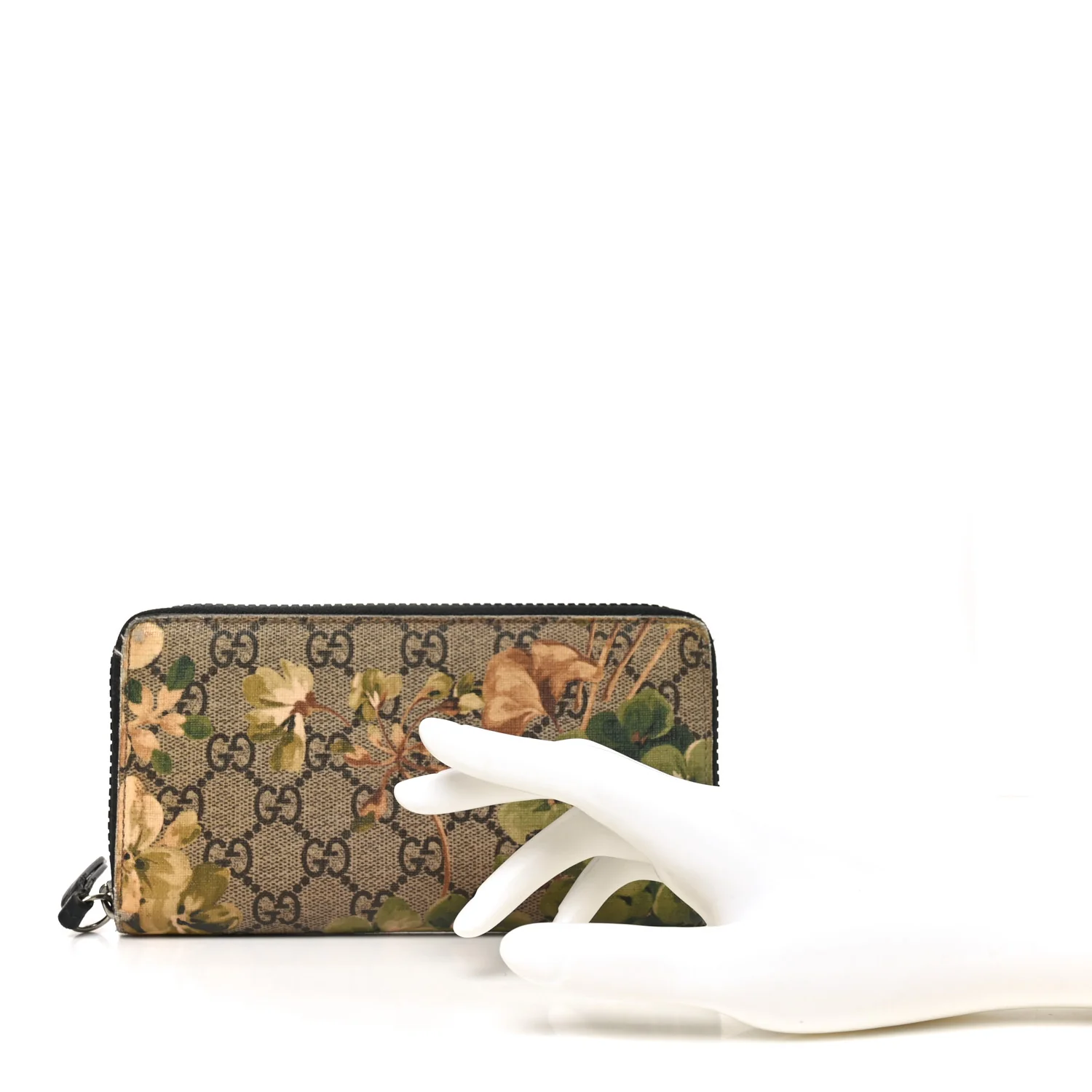 GG Supreme Monogram Blooms Zip Around Wallet Beige New Military Black - Image 2