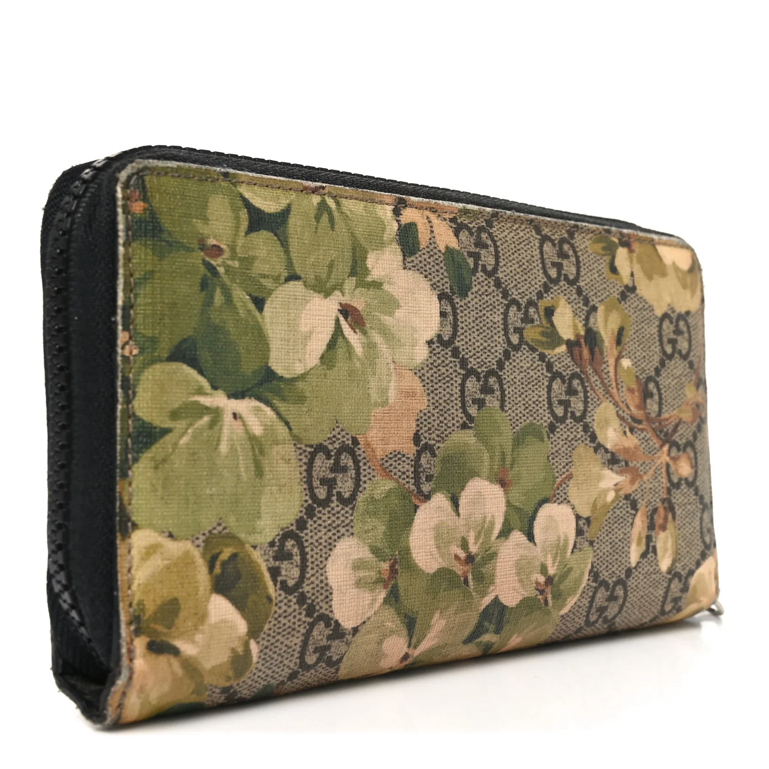 GG Supreme Monogram Blooms Zip Around Wallet Beige New Military Black - Image 3