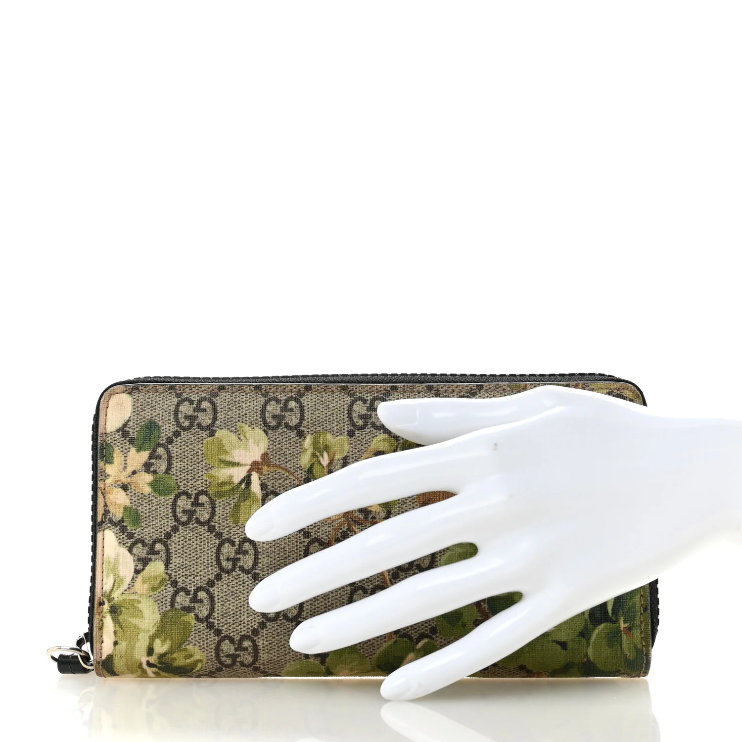 GG Supreme Monogram Blooms Zip Around Wallet Beige New Military Black - Image 2
