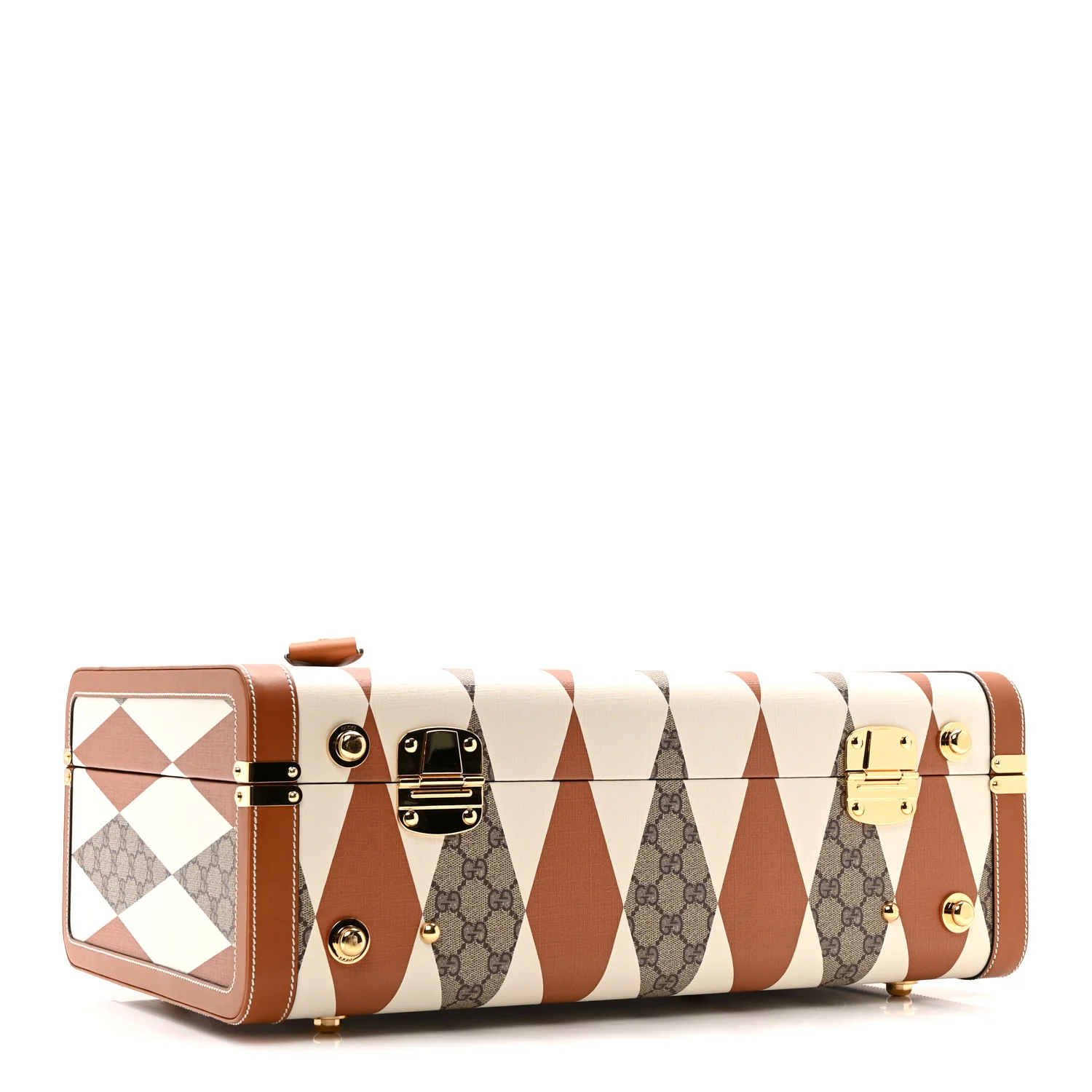 GG Supreme Monogram Boarded Dyana Calfskin Rhombus Print Savoy Medium Rigid Suitcase Beige Ebony Mystic White Hazel Brown - Image 3