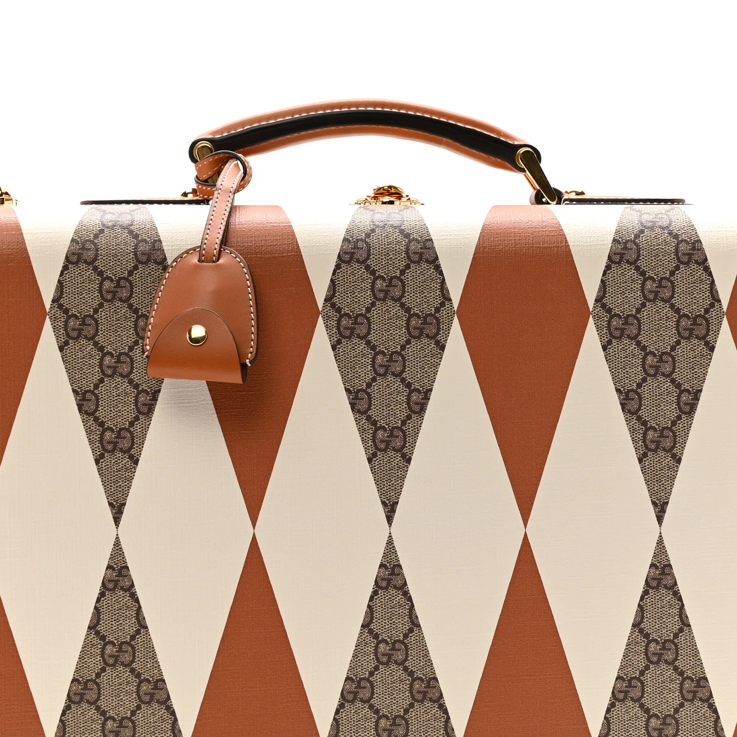 GG Supreme Monogram Boarded Dyana Calfskin Rhombus Print Savoy Medium Rigid Suitcase Beige Ebony Mystic White Hazel Brown - Image 6