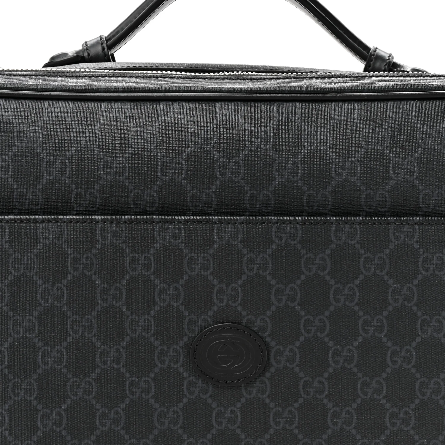 GG Supreme Monogram Briefcase Backpack Black Grey - Image 12