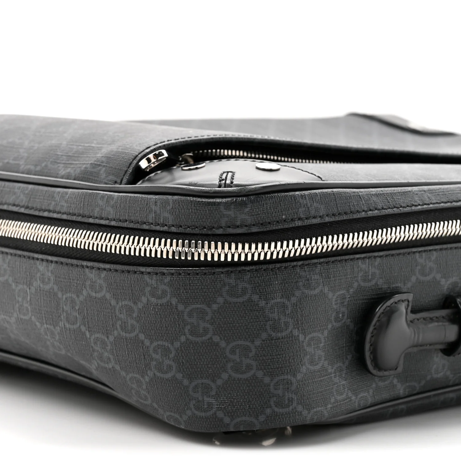 GG Supreme Monogram Briefcase Backpack Black Grey - Image 13
