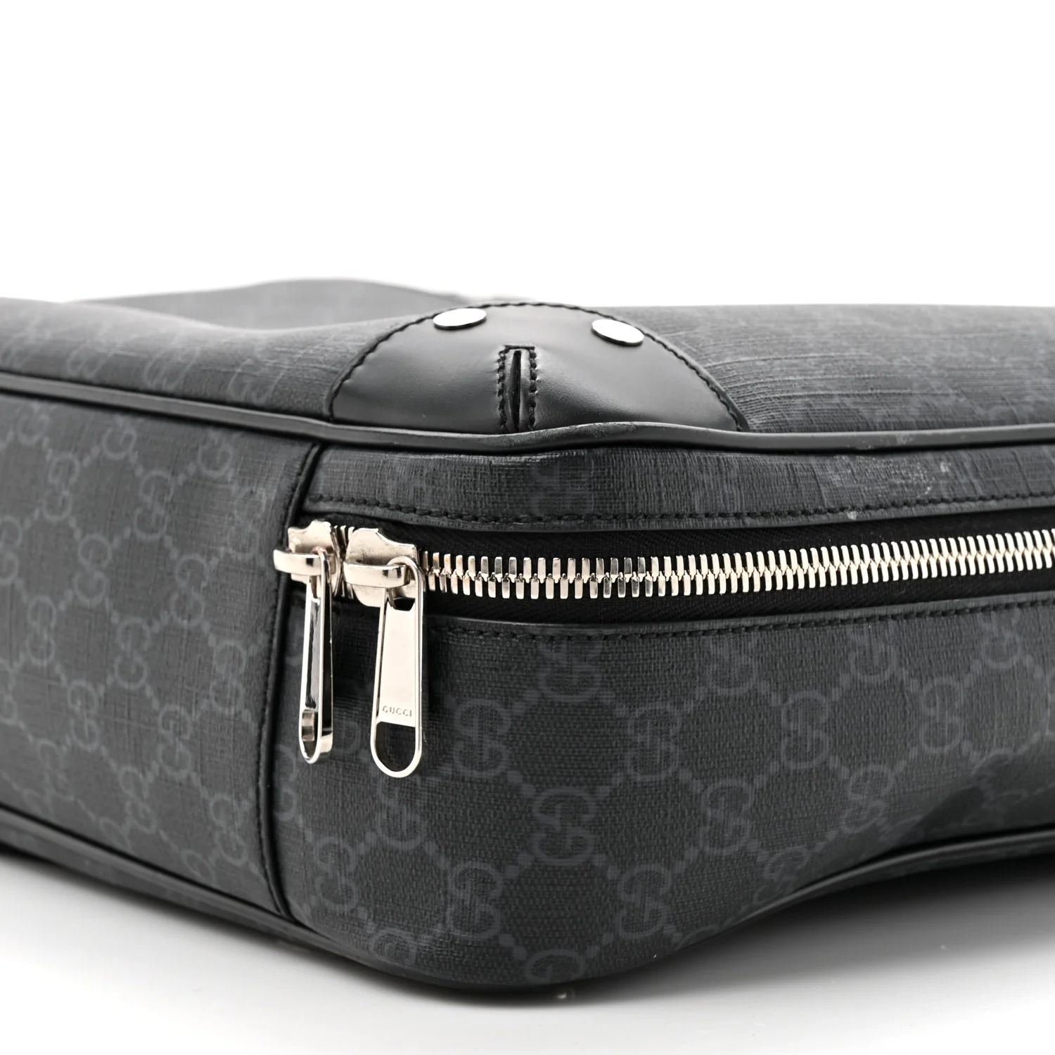 GG Supreme Monogram Briefcase Backpack Black Grey - Image 15