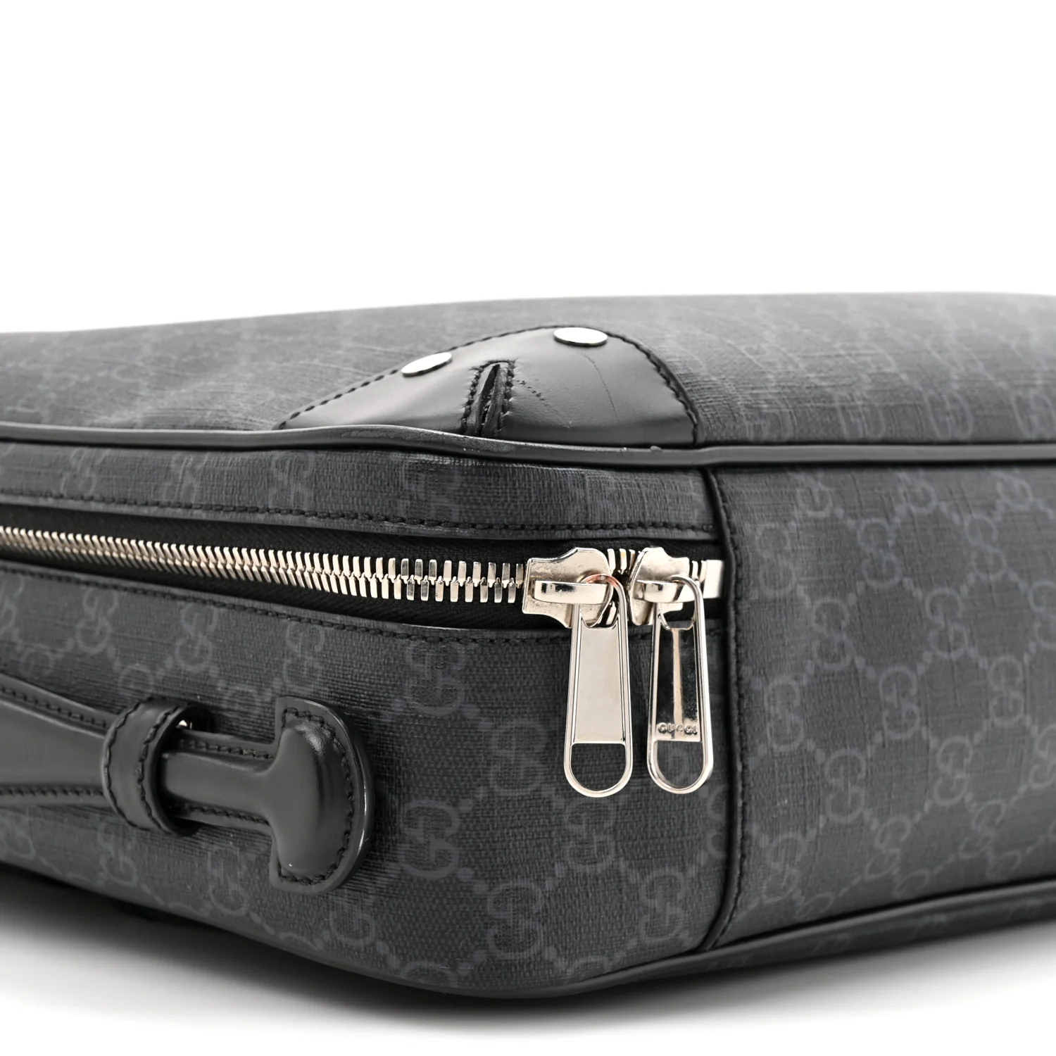 GG Supreme Monogram Briefcase Backpack Black Grey - Image 16