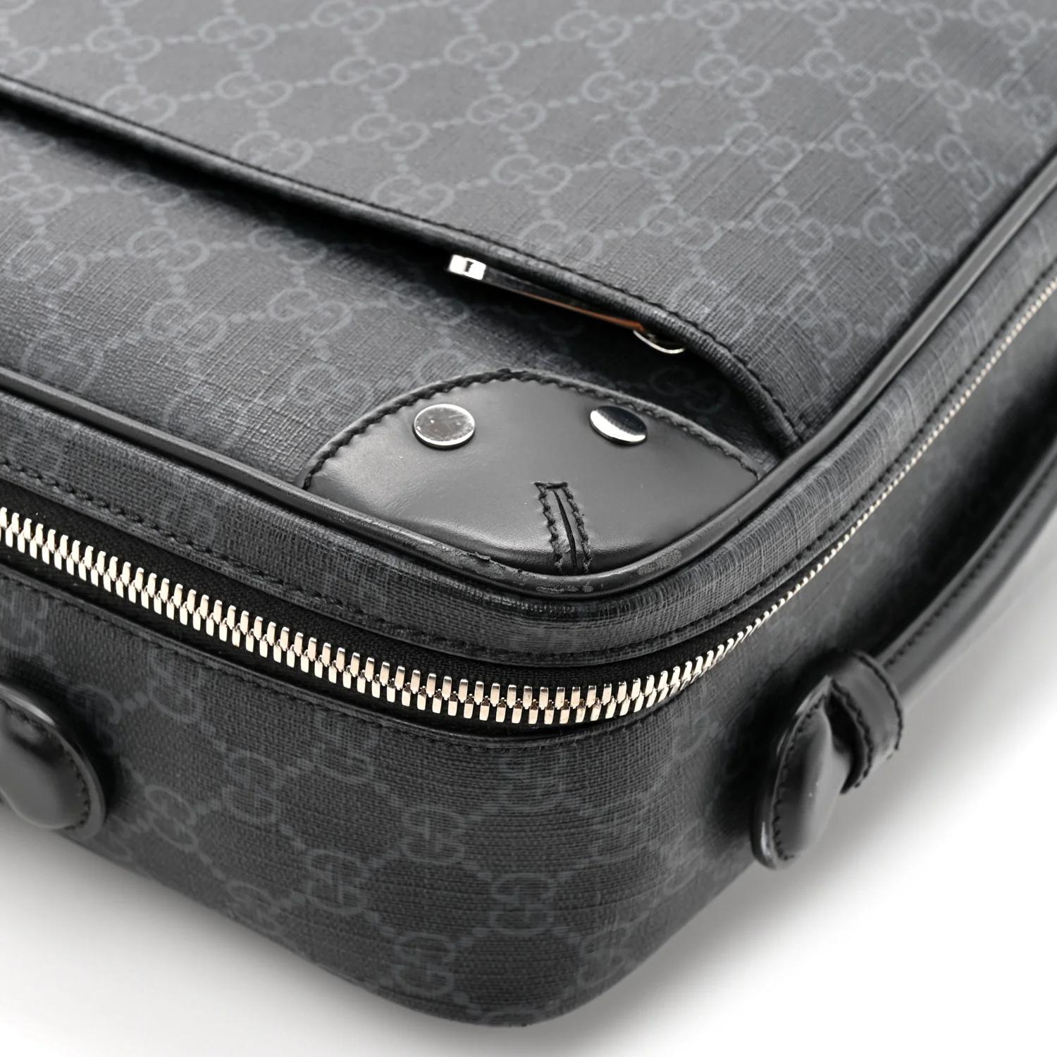 GG Supreme Monogram Briefcase Backpack Black Grey - Image 17