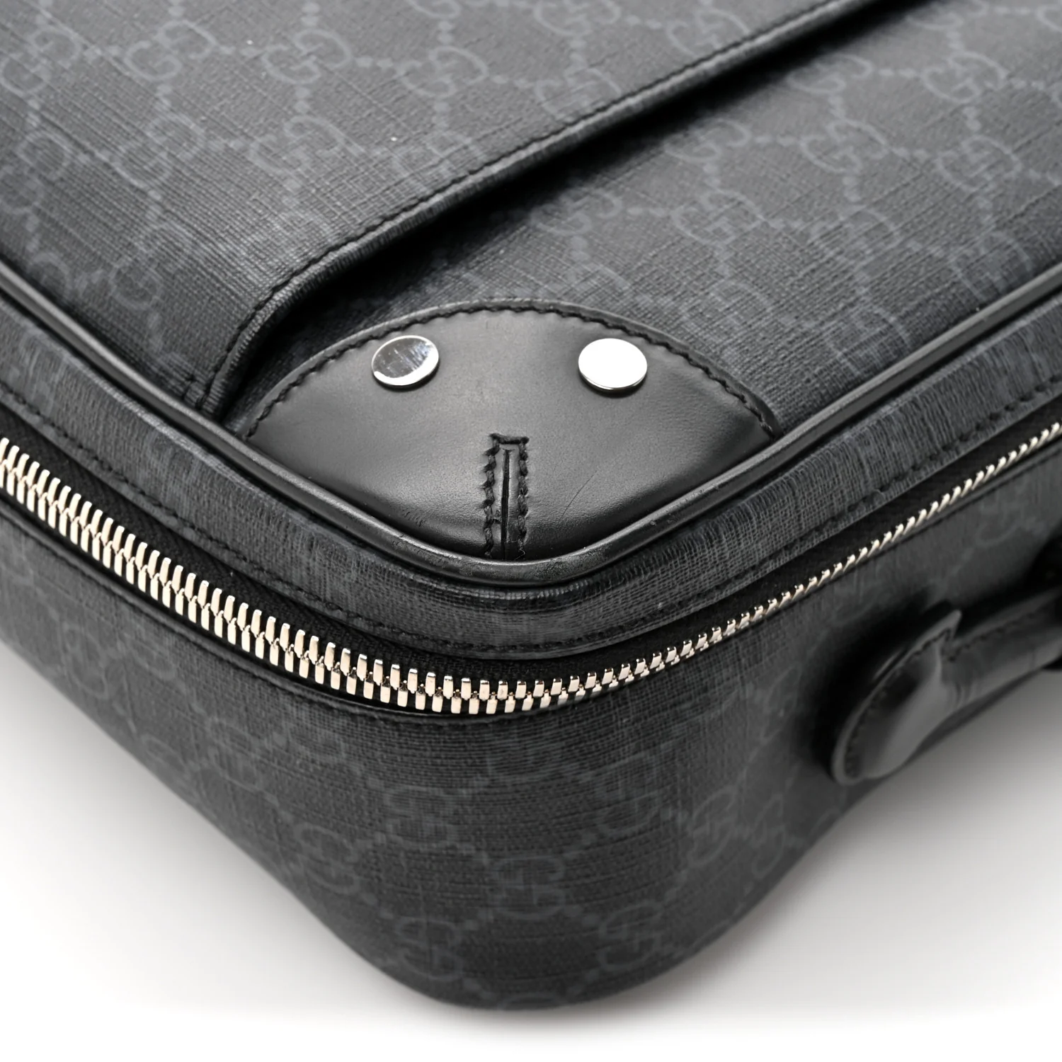 GG Supreme Monogram Briefcase Backpack Black Grey - Image 18