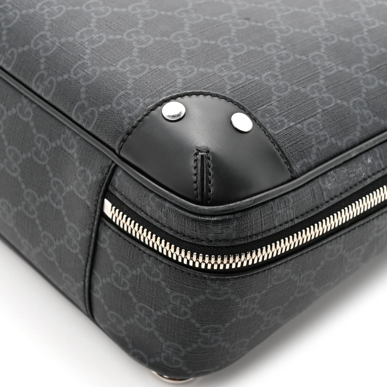 GG Supreme Monogram Briefcase Backpack Black Grey - Image 19