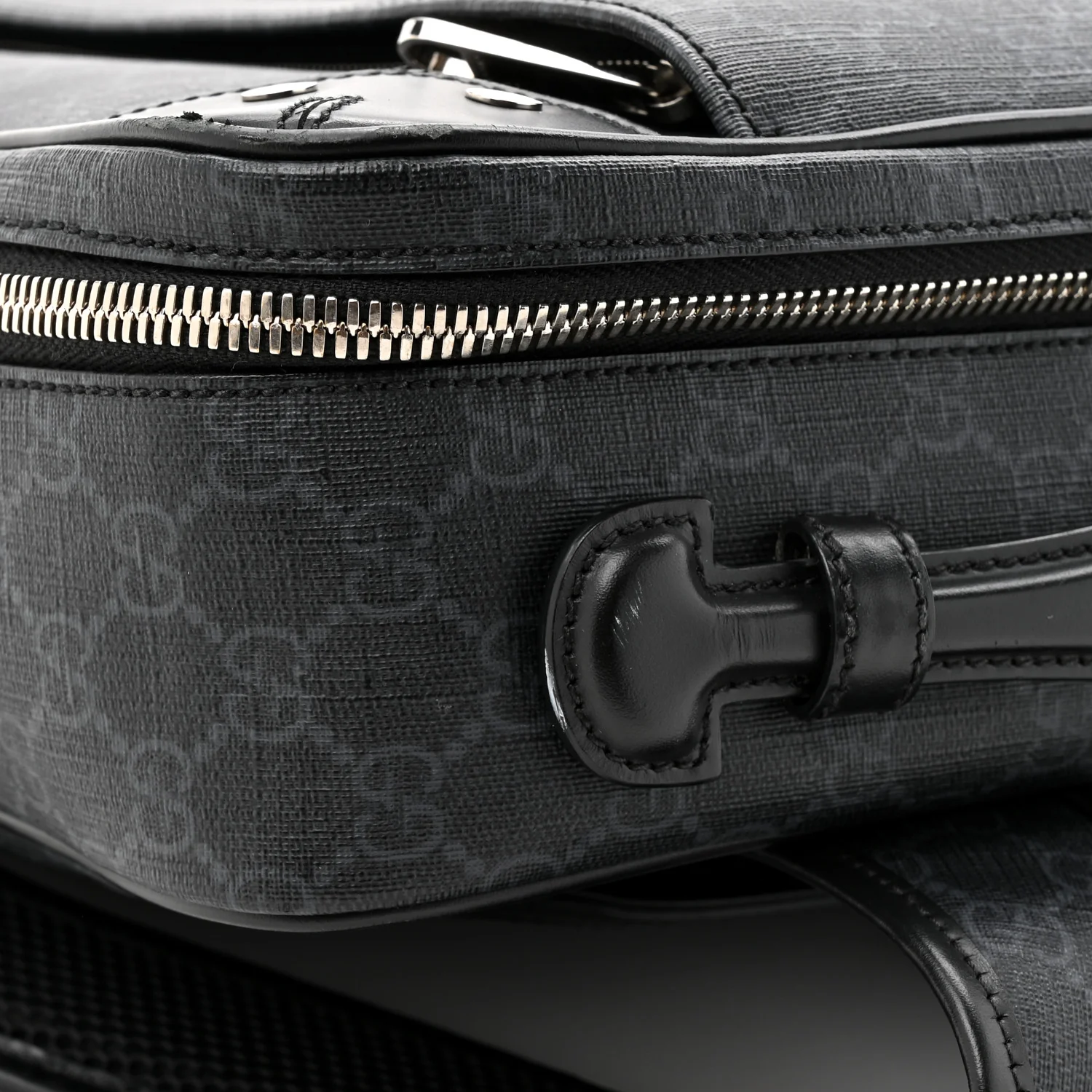 GG Supreme Monogram Briefcase Backpack Black Grey - Image 20