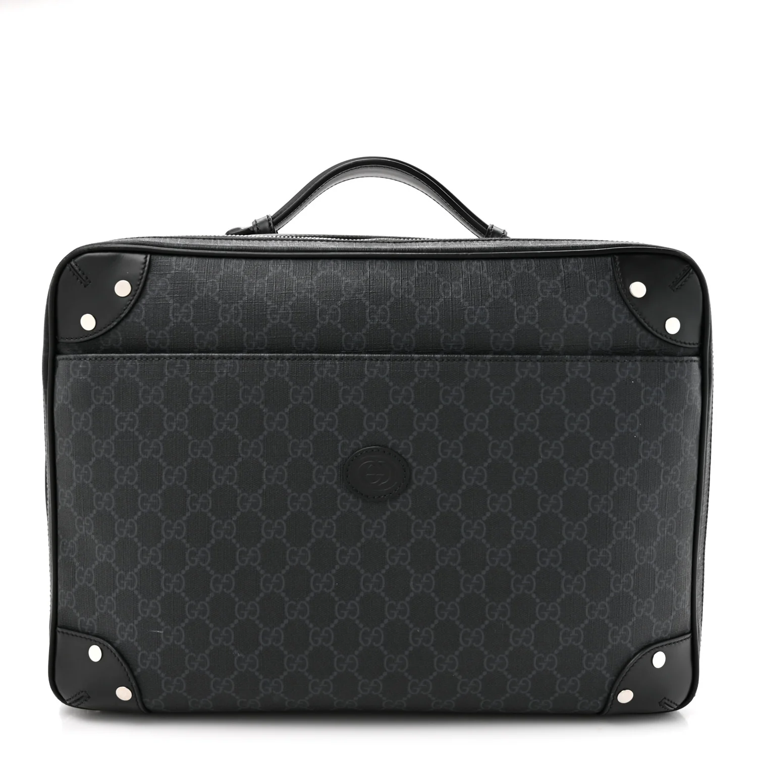 GG Supreme Monogram Briefcase Backpack Black Grey - Image 3