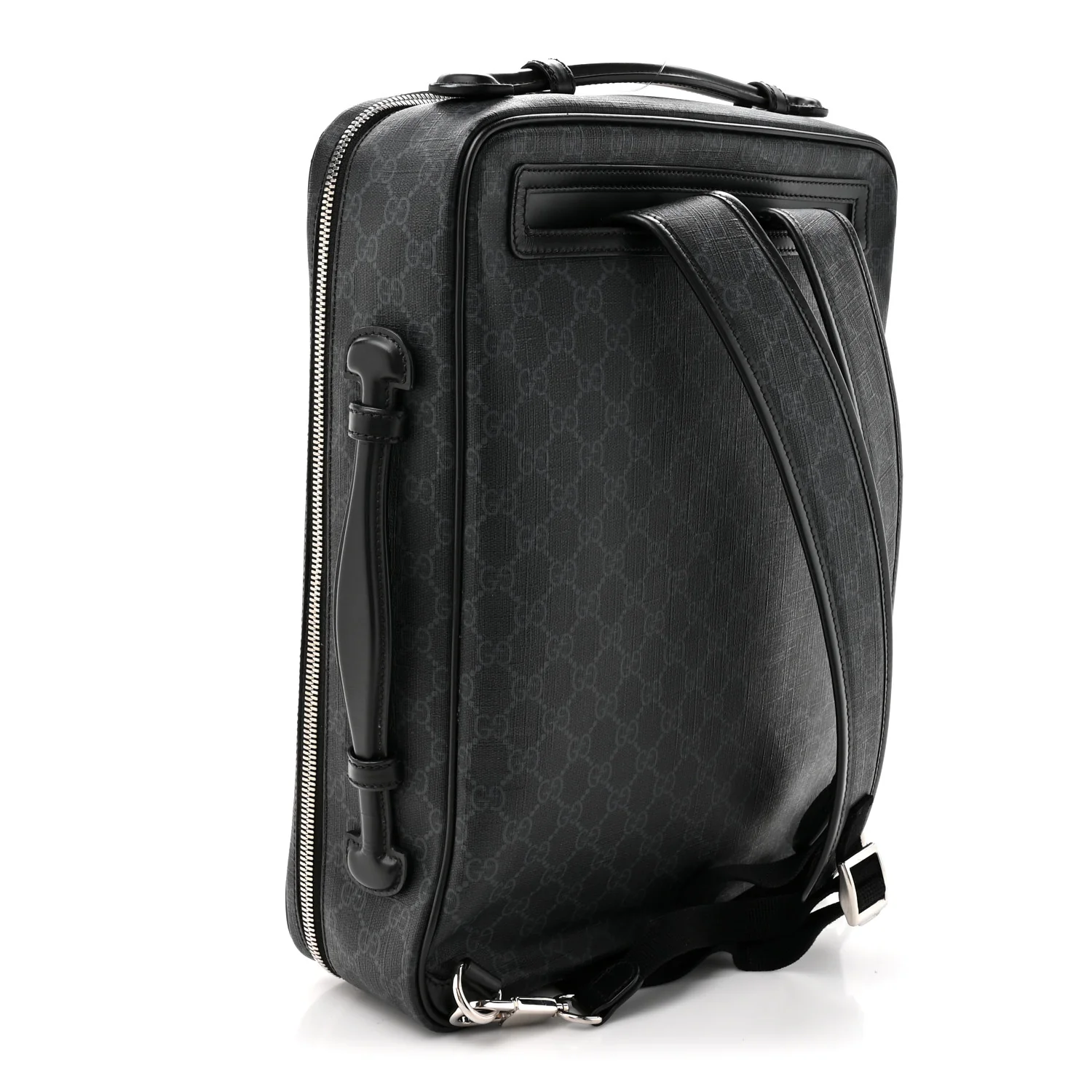 GG Supreme Monogram Briefcase Backpack Black Grey - Image 4