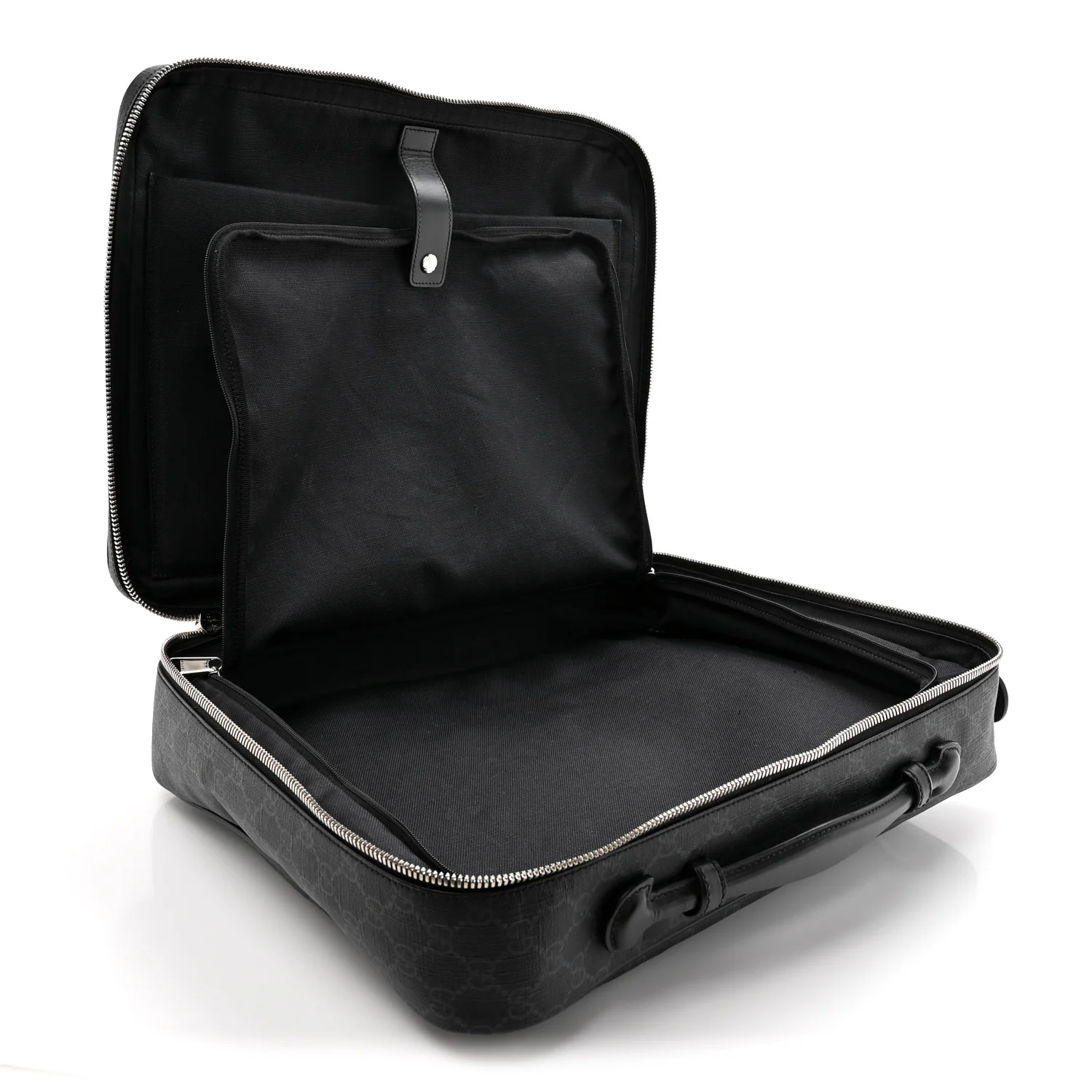 GG Supreme Monogram Briefcase Backpack Black Grey - Image 9