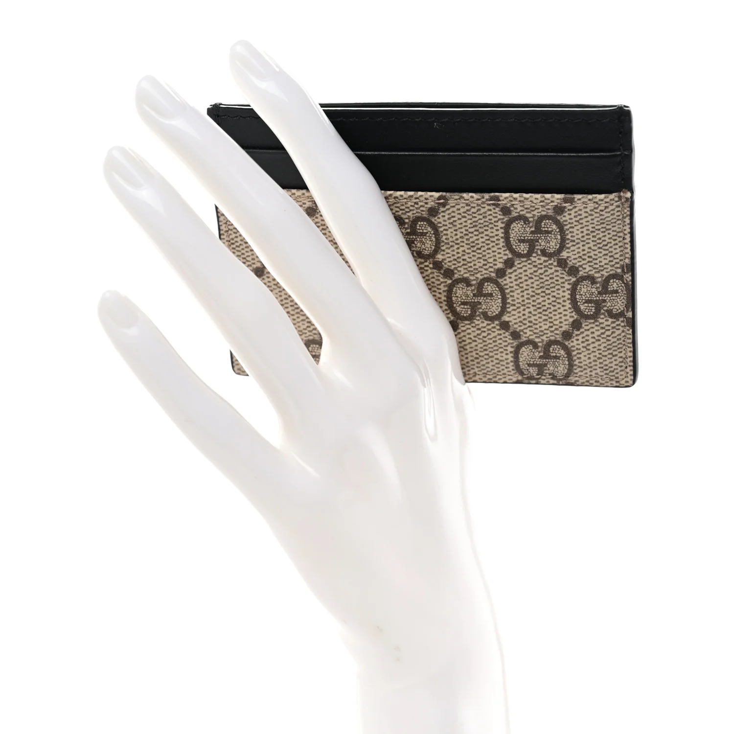 GG Supreme Monogram Calfskin Card Holder Beige Black - Image 2