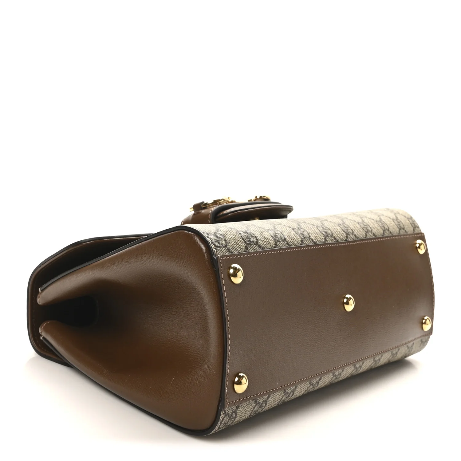 GG Supreme Monogram Calfskin Medium Horsebit 1955 Top Handle Bag Beige Ebony Brown Sugar - Image 4