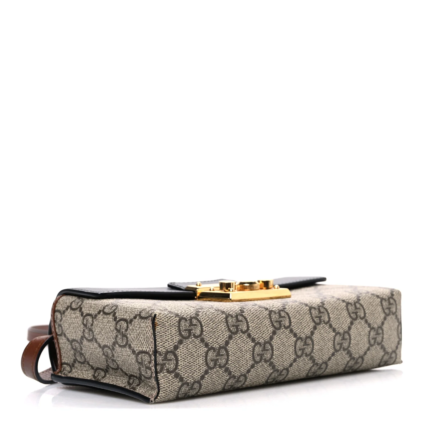 GG Supreme Monogram Calfskin Mini Padlock Top Handle Shoulder Bag Beige Black Cuir - Image 3