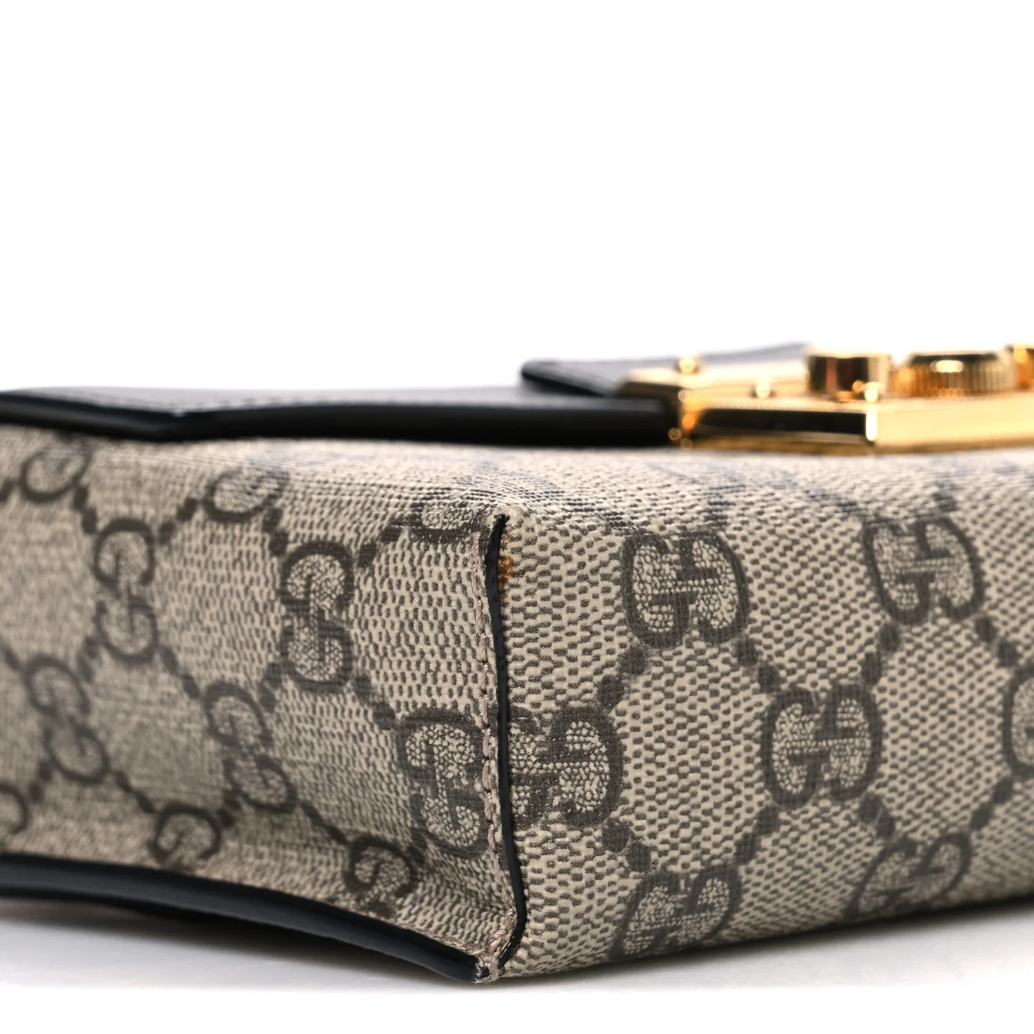 GG Supreme Monogram Calfskin Mini Padlock Top Handle Shoulder Bag Beige Black Cuir - Image 8