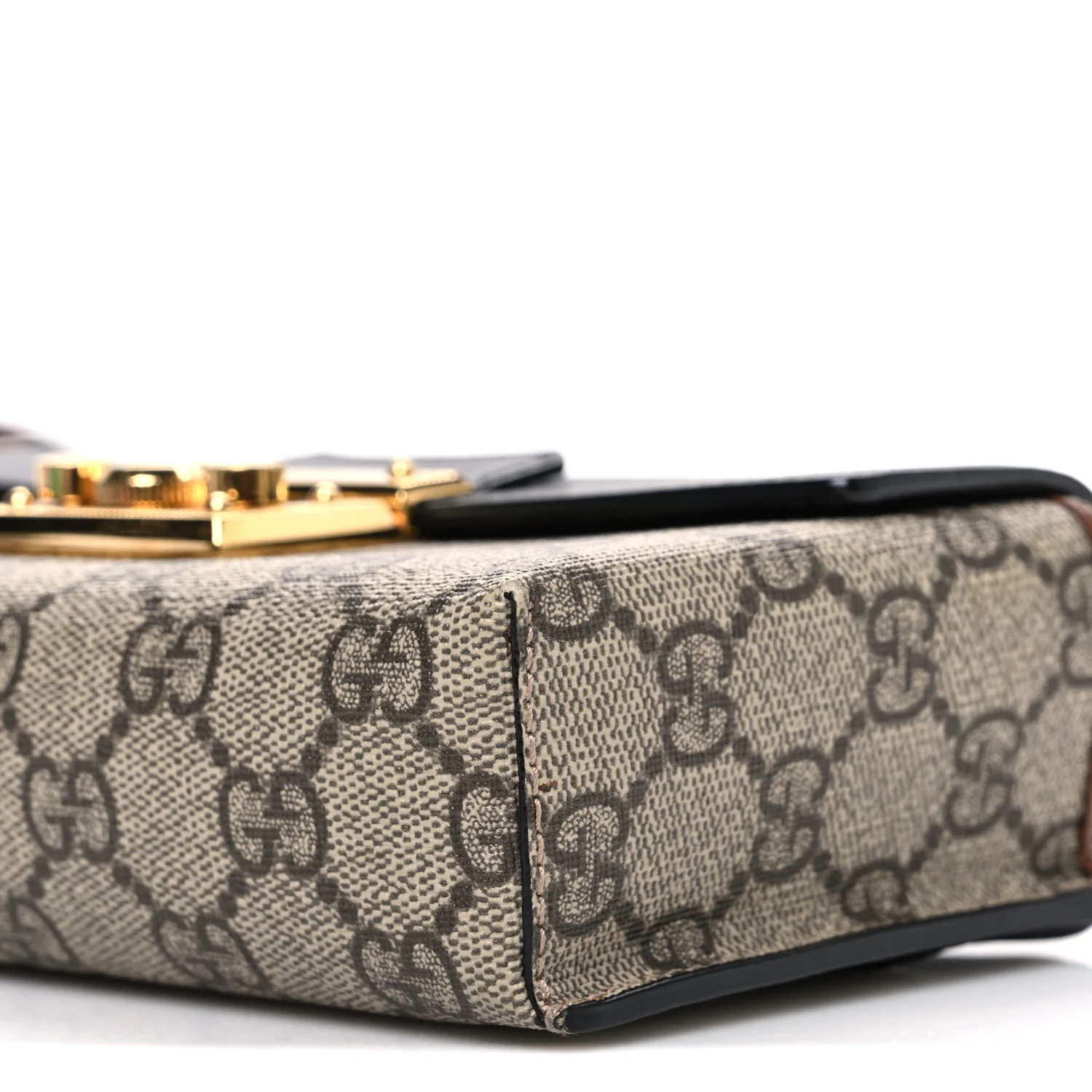 GG Supreme Monogram Calfskin Mini Padlock Top Handle Shoulder Bag Beige Black Cuir - Image 9