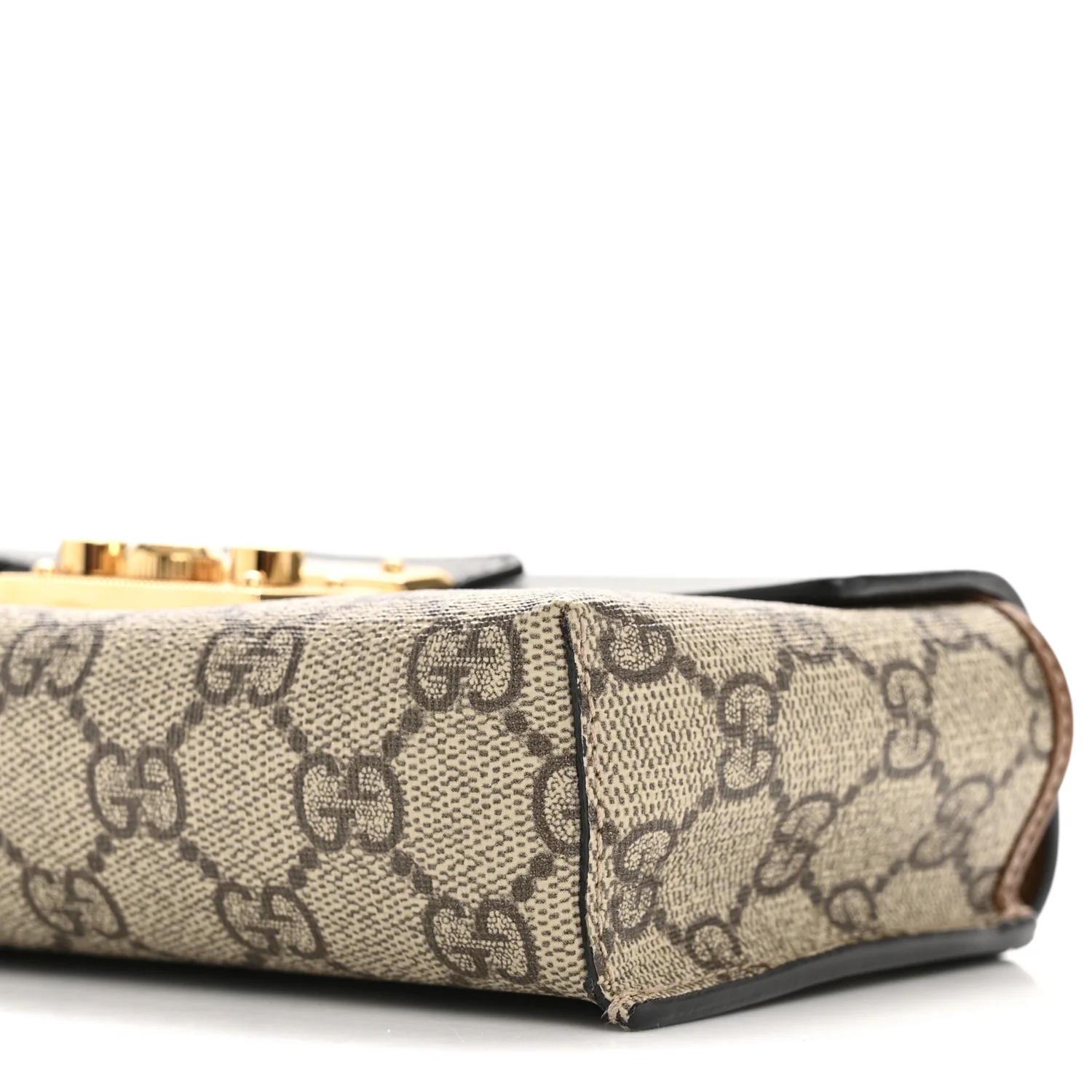 GG Supreme Monogram Calfskin Mini Padlock Top Handle Shoulder Bag Beige Black Cuir - Image 10