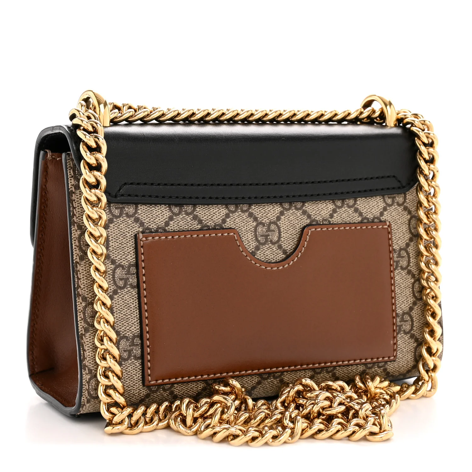 GG Supreme Monogram Calfskin Small Padlock Shoulder Bag Beige Black Cuir - Image 3