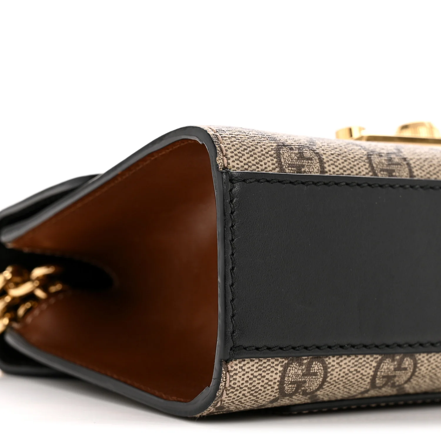 GG Supreme Monogram Calfskin Small Padlock Shoulder Bag Beige Black Cuir - Image 9