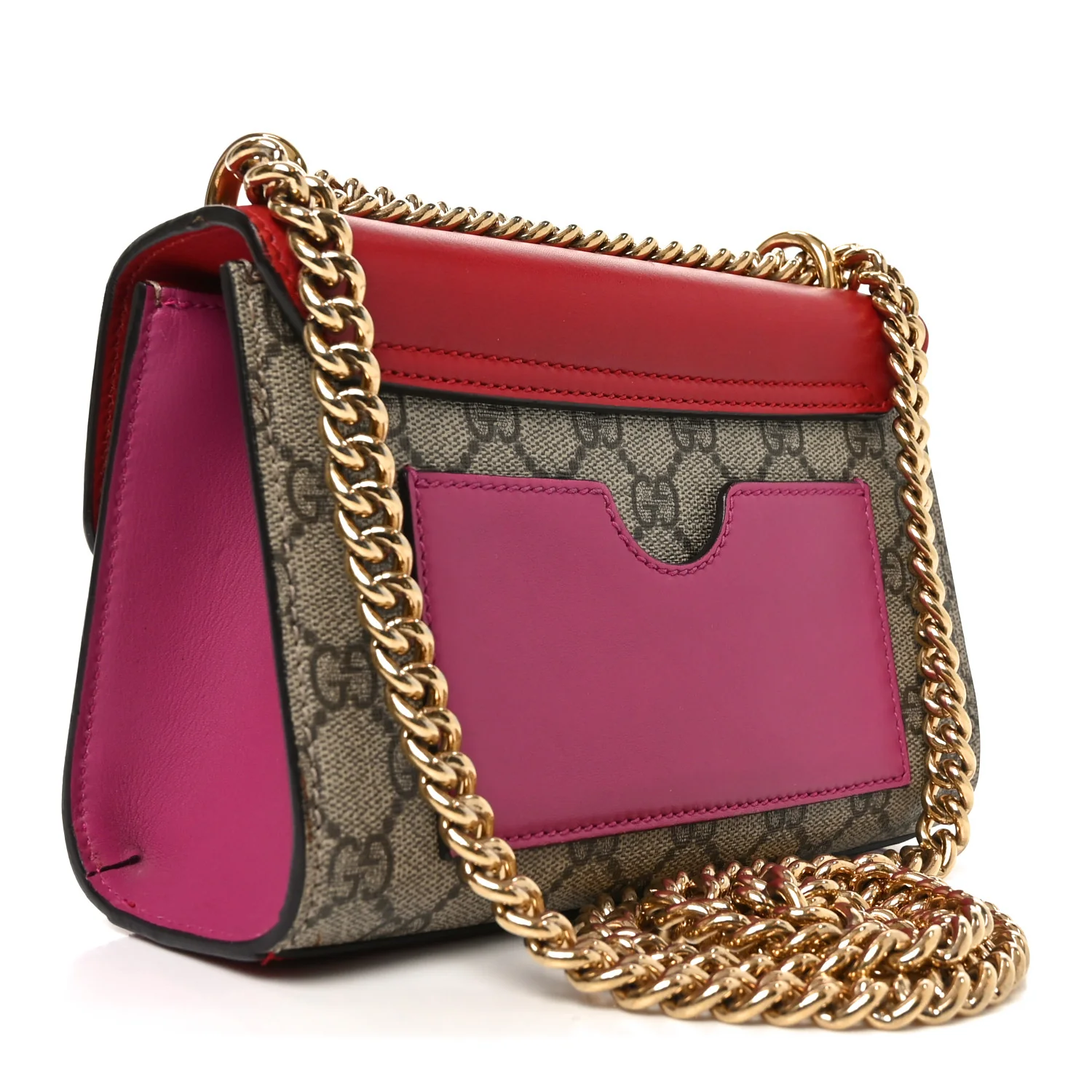 GG Supreme Monogram Calfskin Small Padlock Shoulder Bag Beige Hibiscus Red New Rosette - Image 3